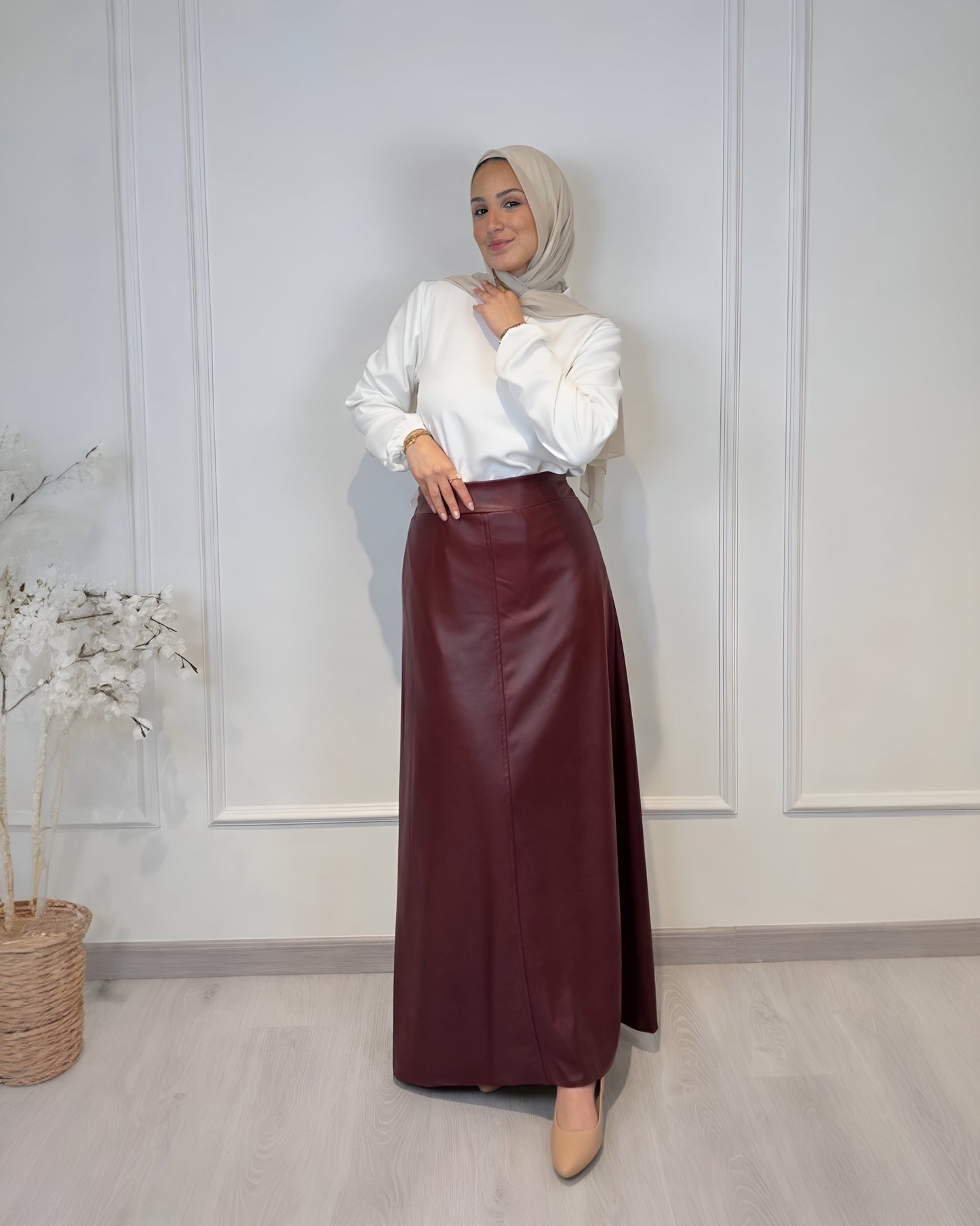 Leather Half Cloche Skirt