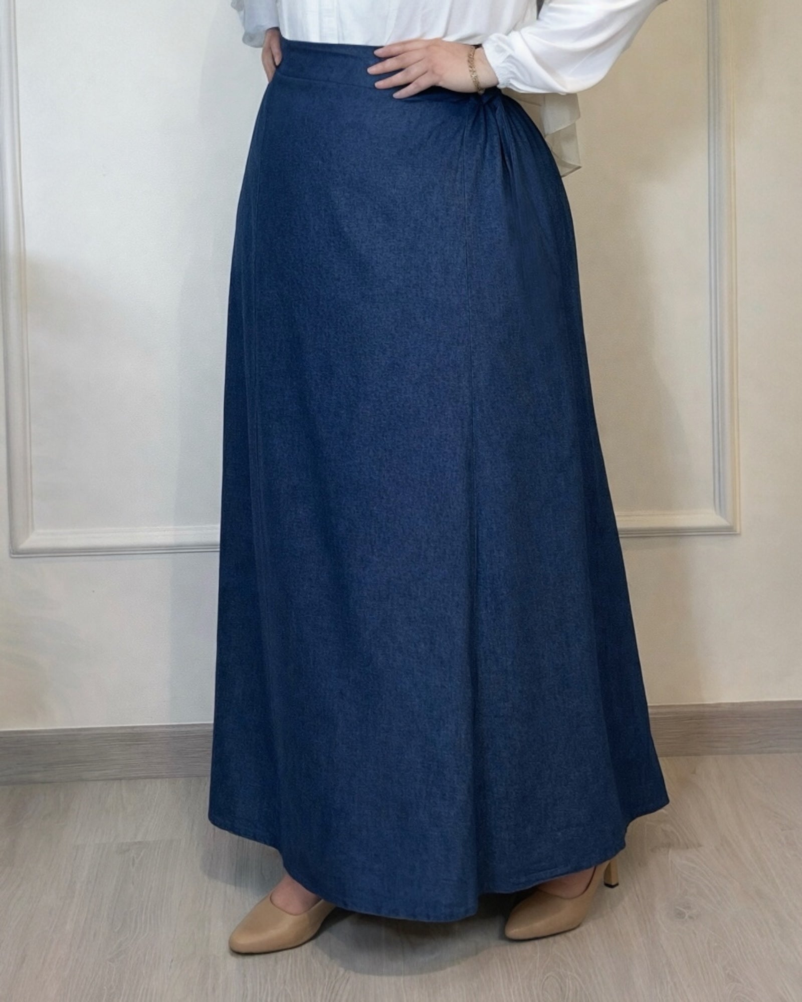 Denim Half Cloche Skirt