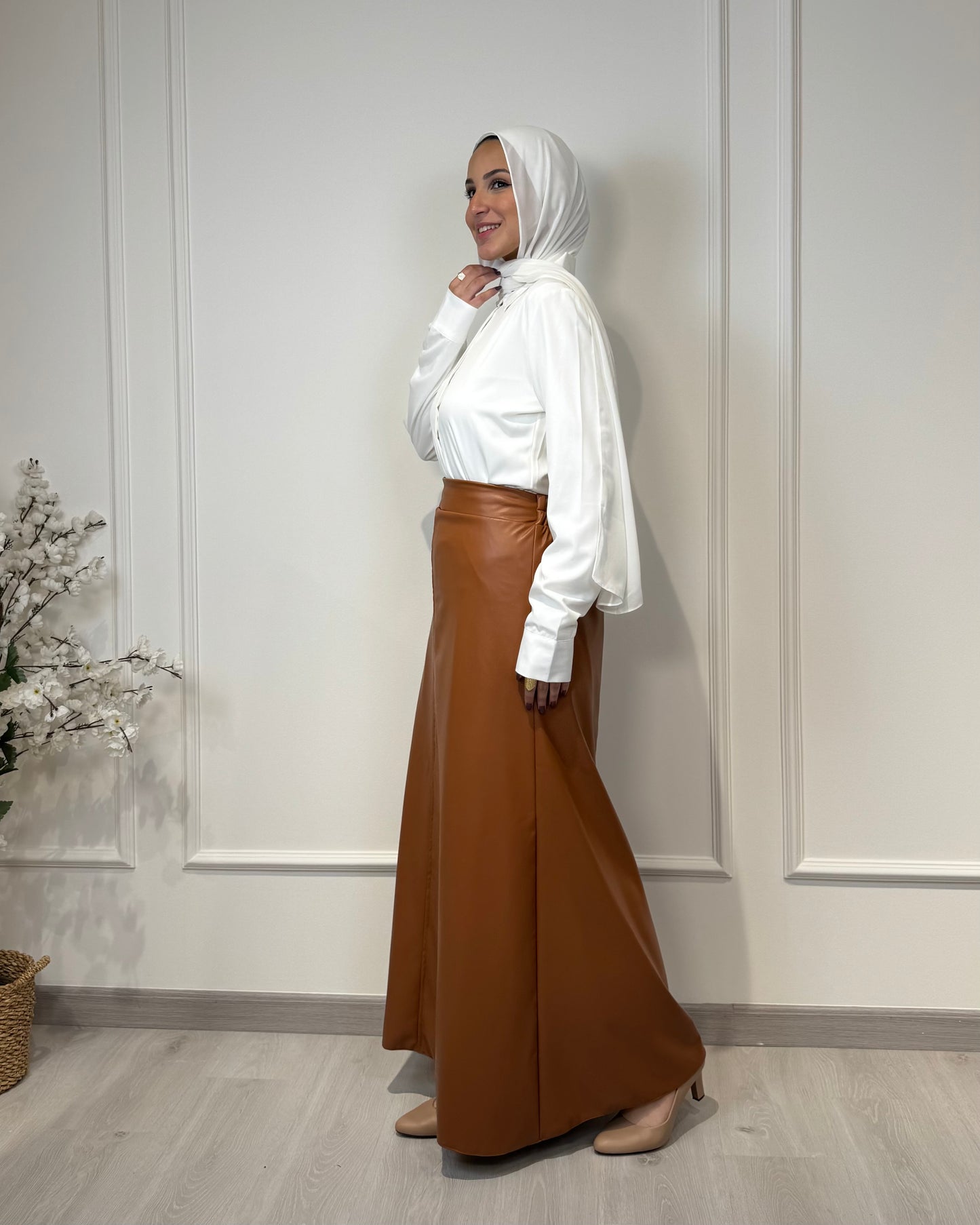 Leather Half Cloche Skirt