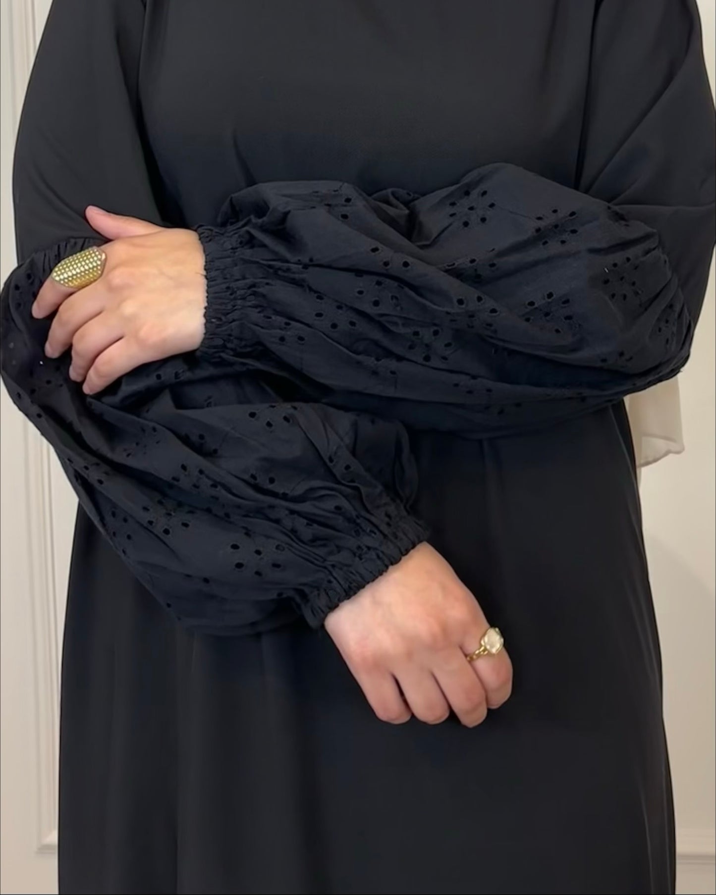 Layering Dress with Cotton Lace – Long Sleeve