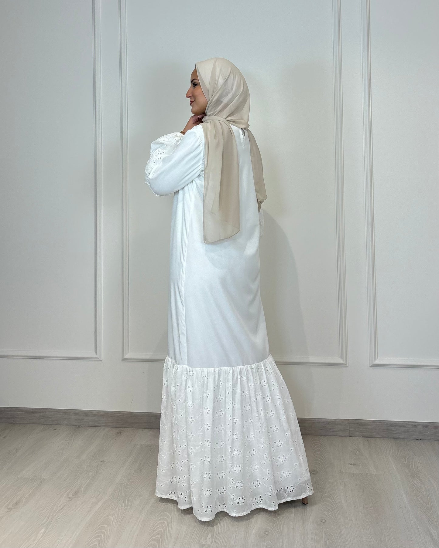 Layering Dress with Cotton Lace – Long Sleeve