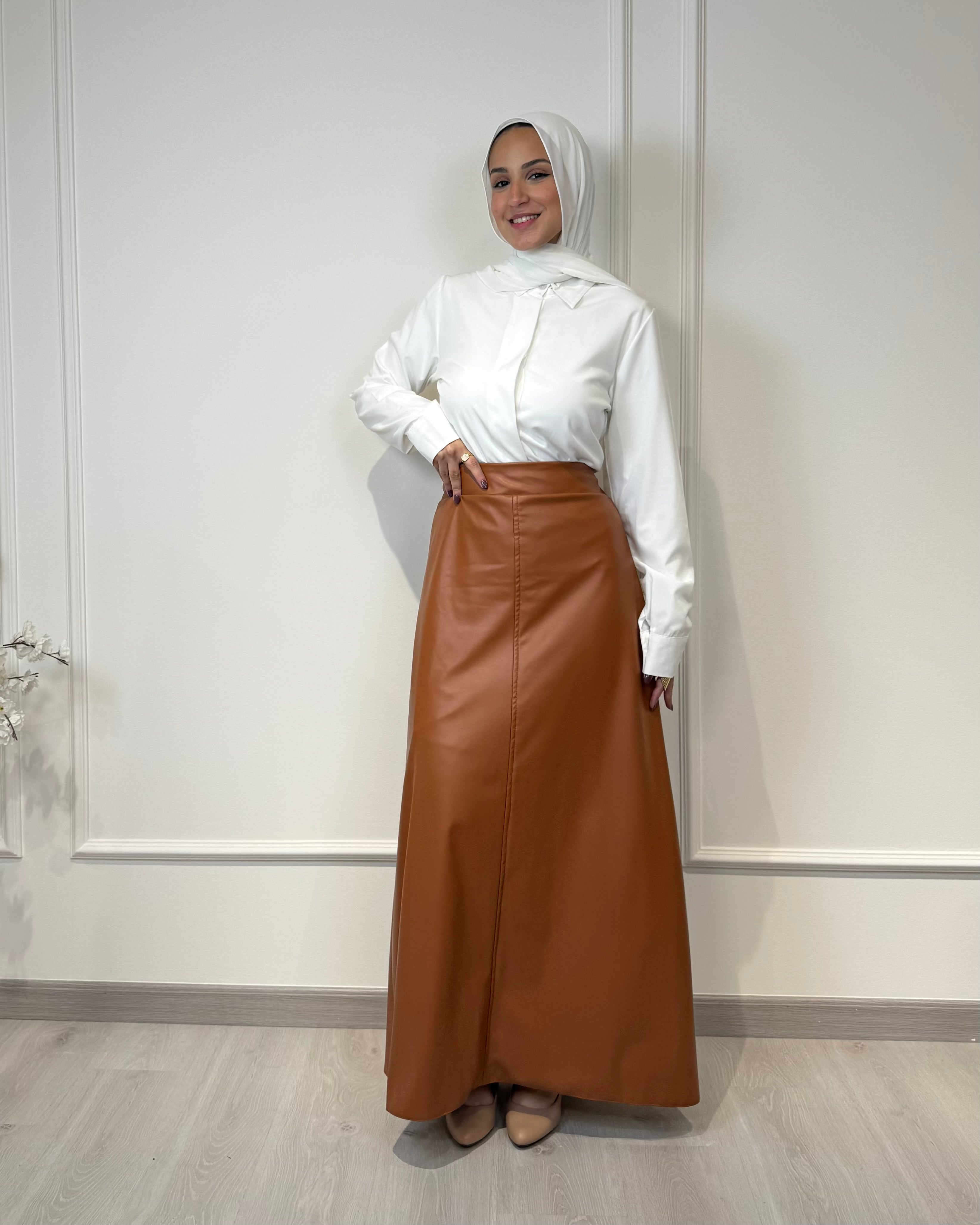 Leather Half Cloche Skirt