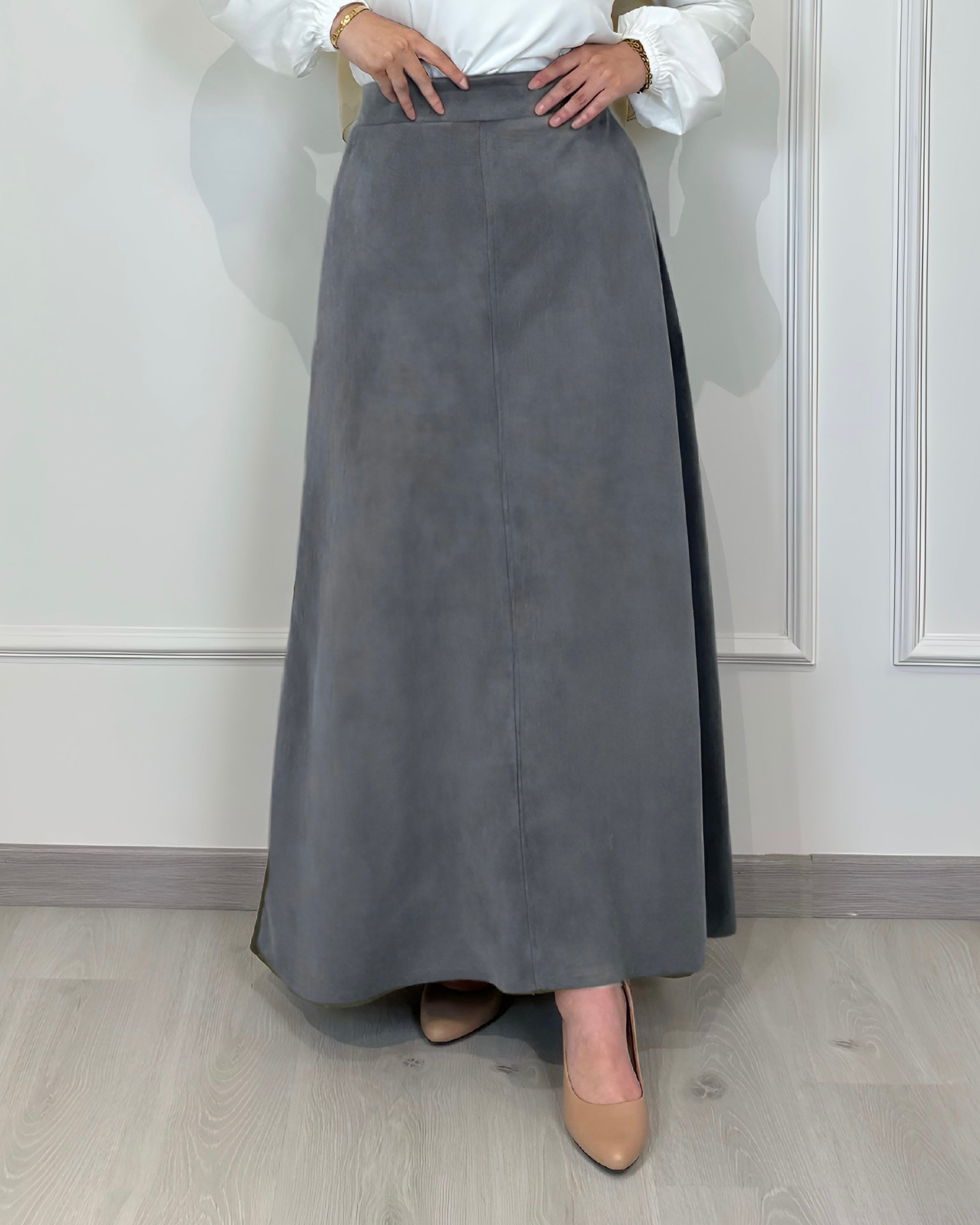 Suede Half Cloche Skirt