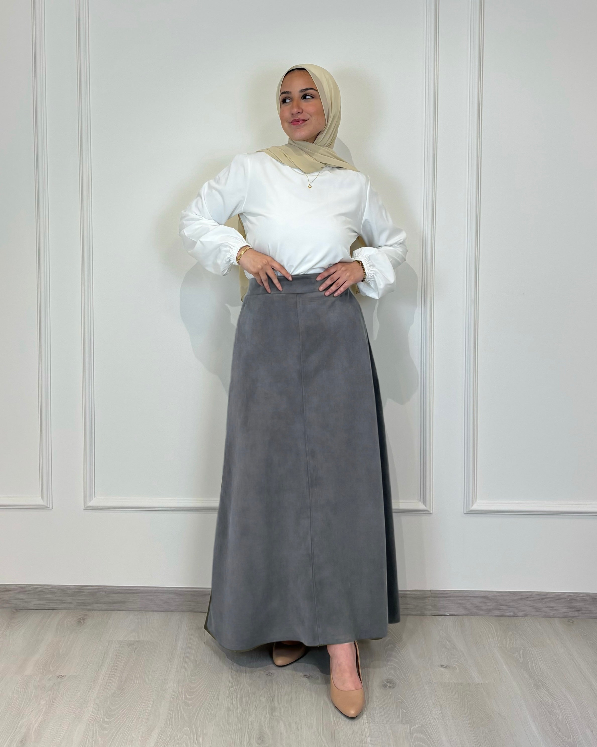 Suede Half Cloche Skirt