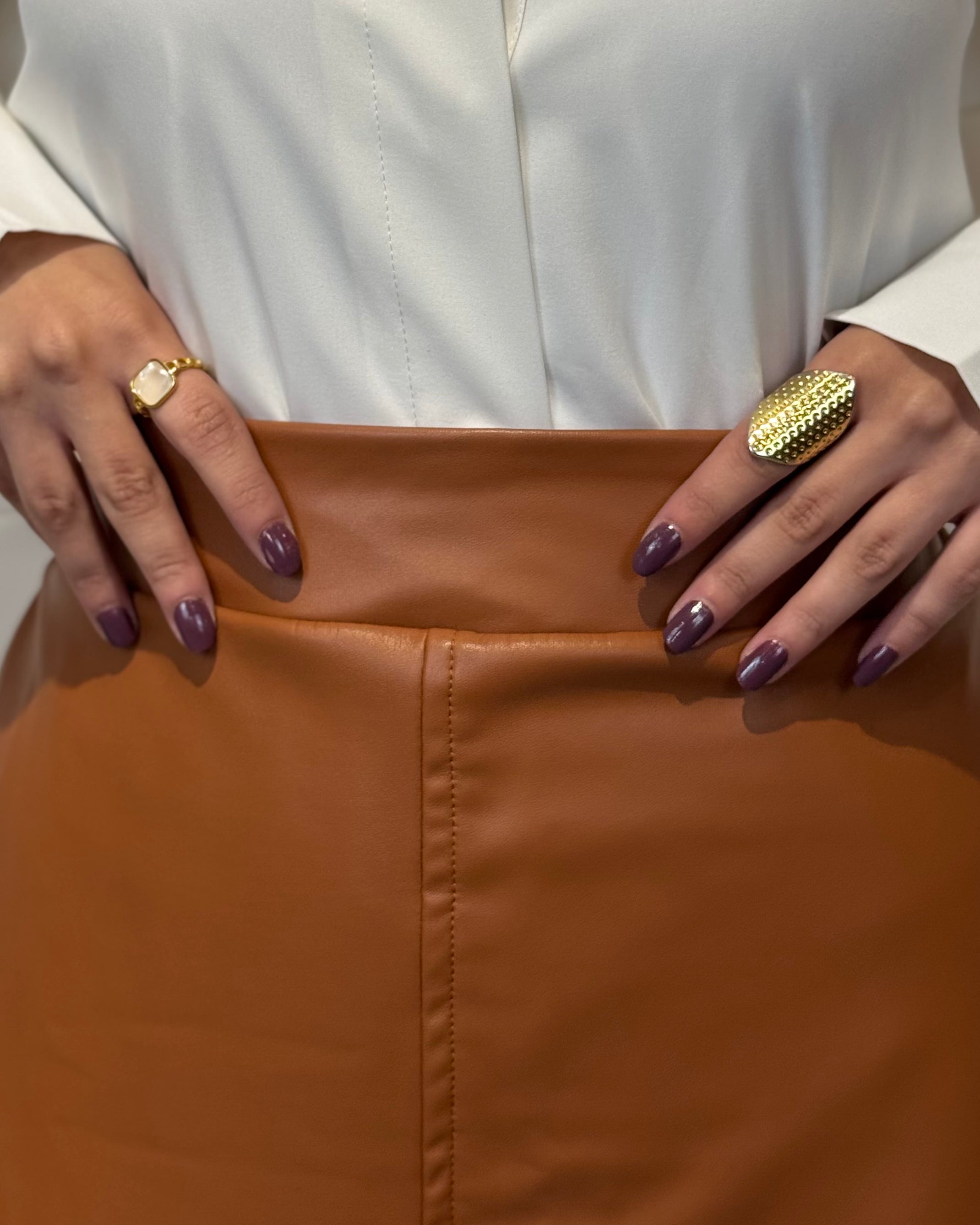 Leather Half Cloche Skirt