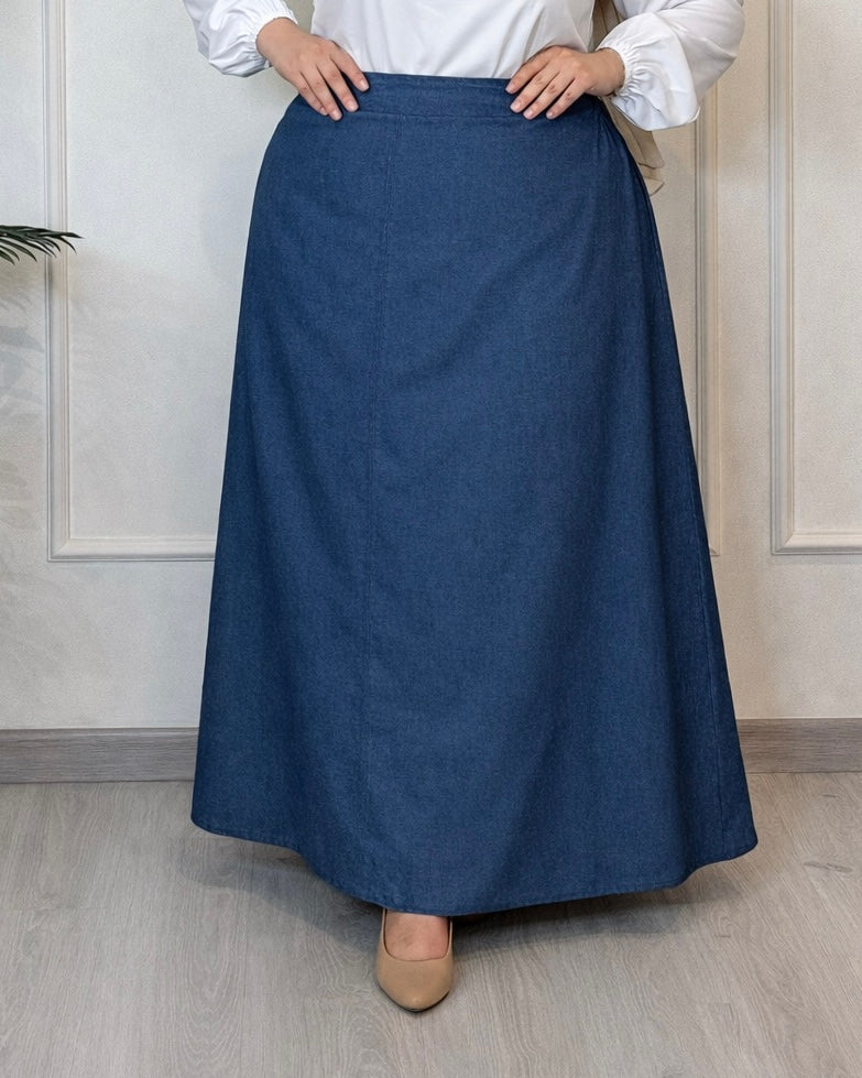 Denim Half Cloche Skirt