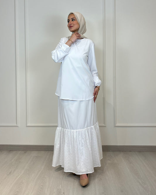 Long Sleeve Blouse -Rounded Hem
