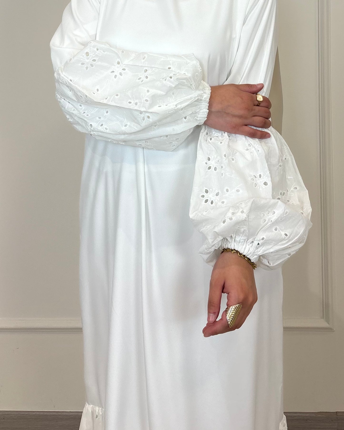 Layering Dress with Cotton Lace – Long Sleeve