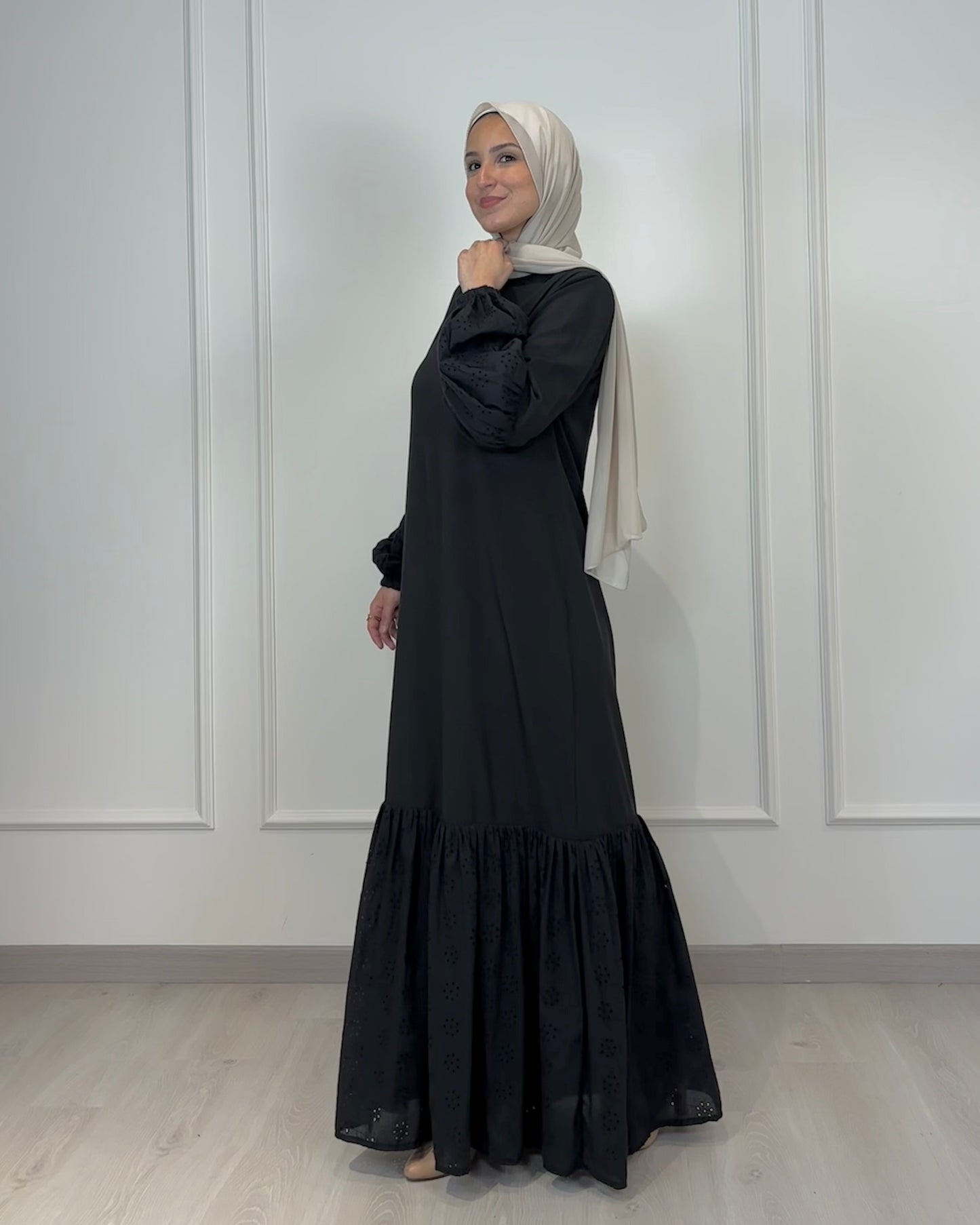 Layering Dress with Cotton Lace – Long Sleeve