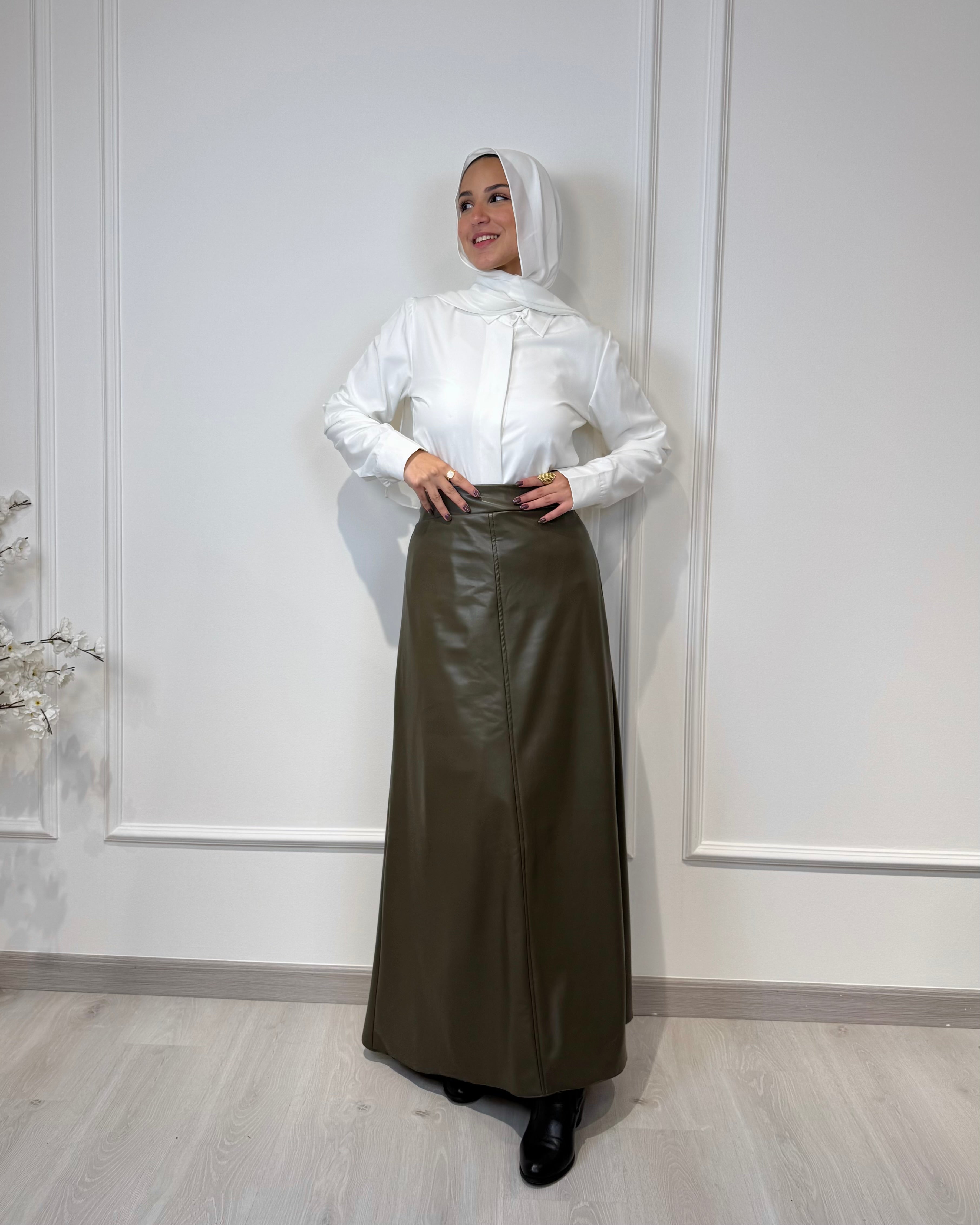 Leather Half Cloche Skirt