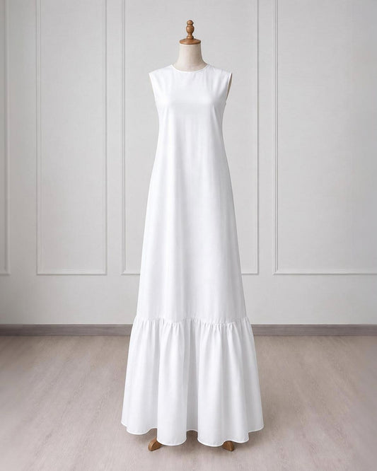 Soft Basic Dress with Ruffle Hem – Sleeveless