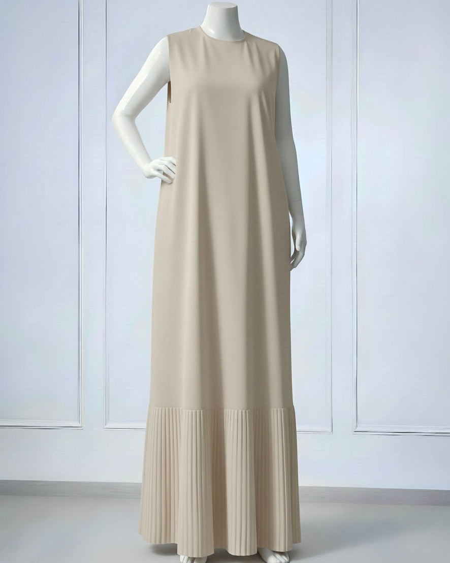 Layering Dress with Pleated Hem – Sleeveless