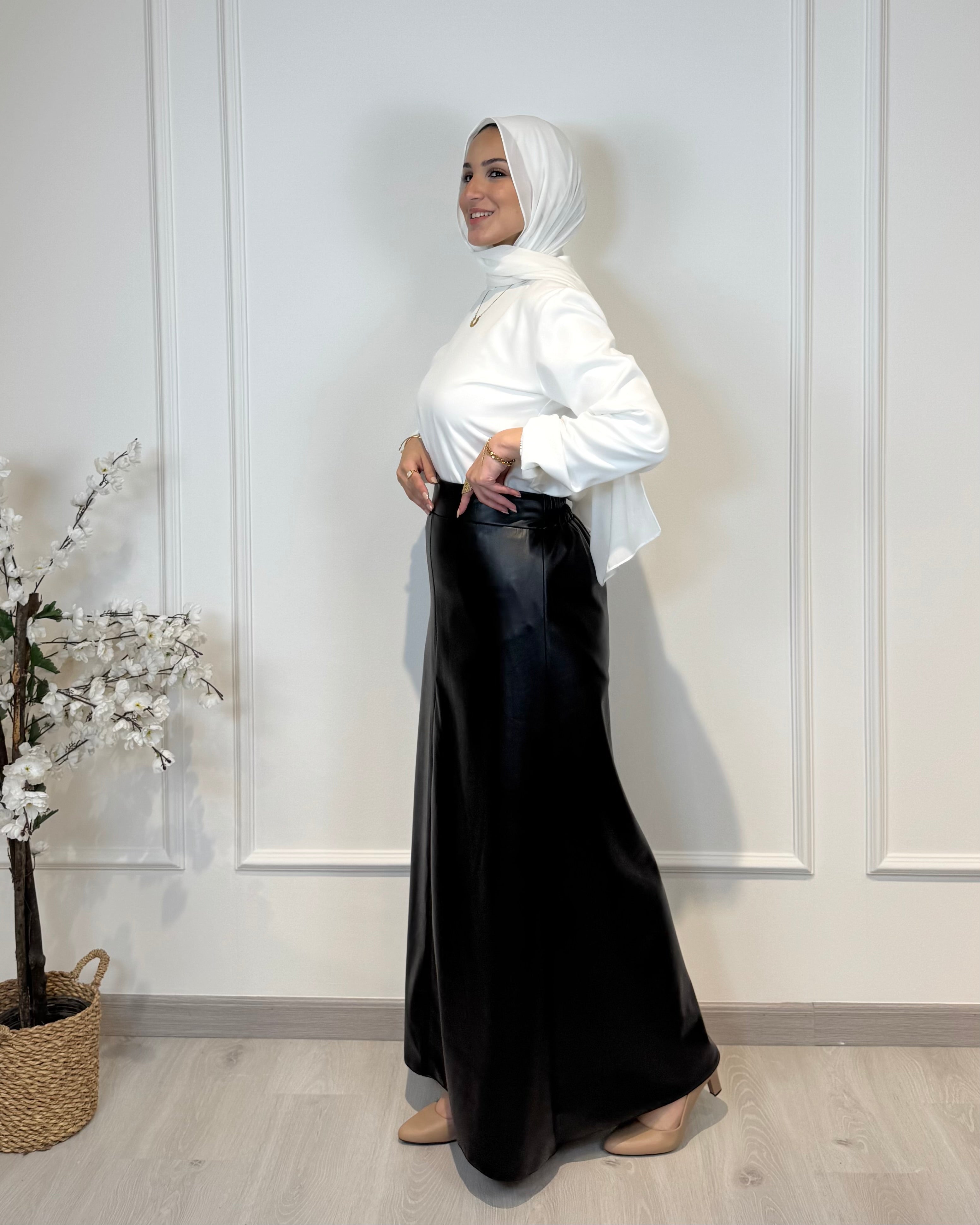 Leather Half Cloche Skirt