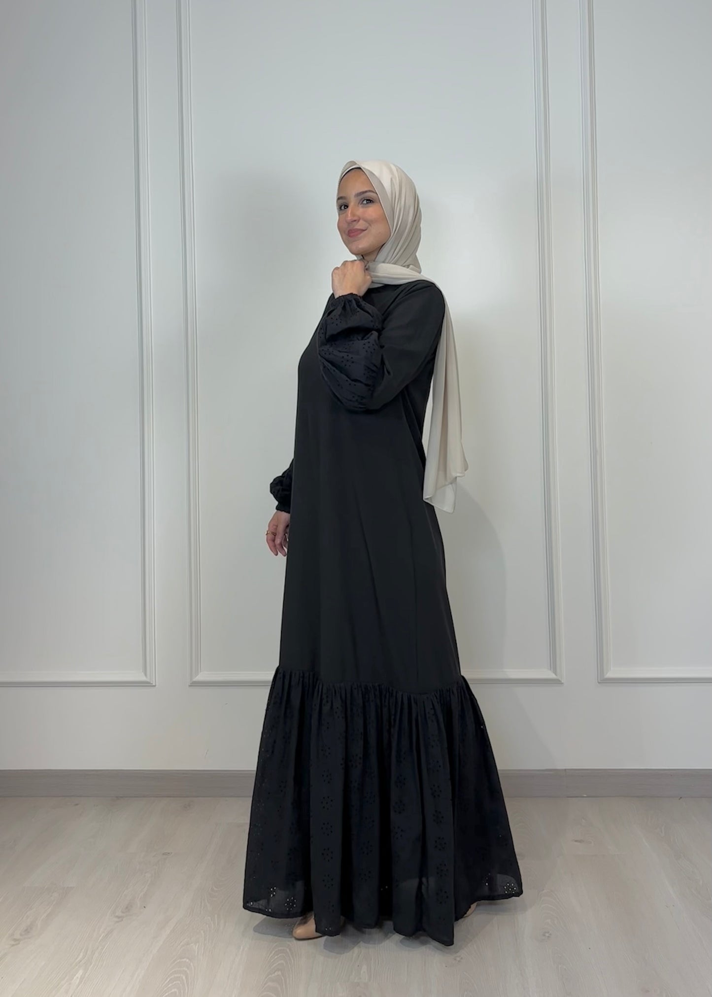 Layering Dress with Cotton Lace – Long Sleeve