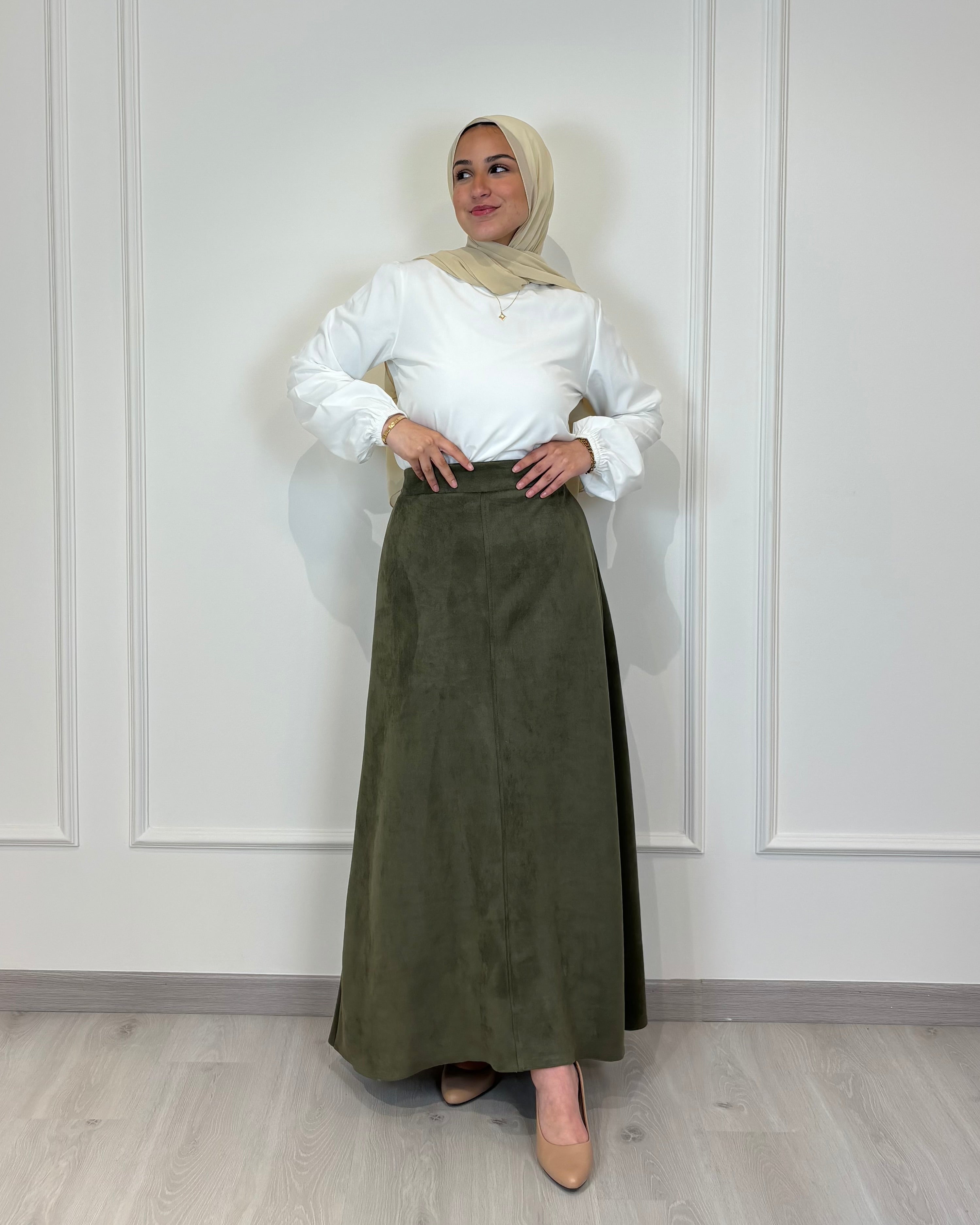 Suede Half Cloche Skirt