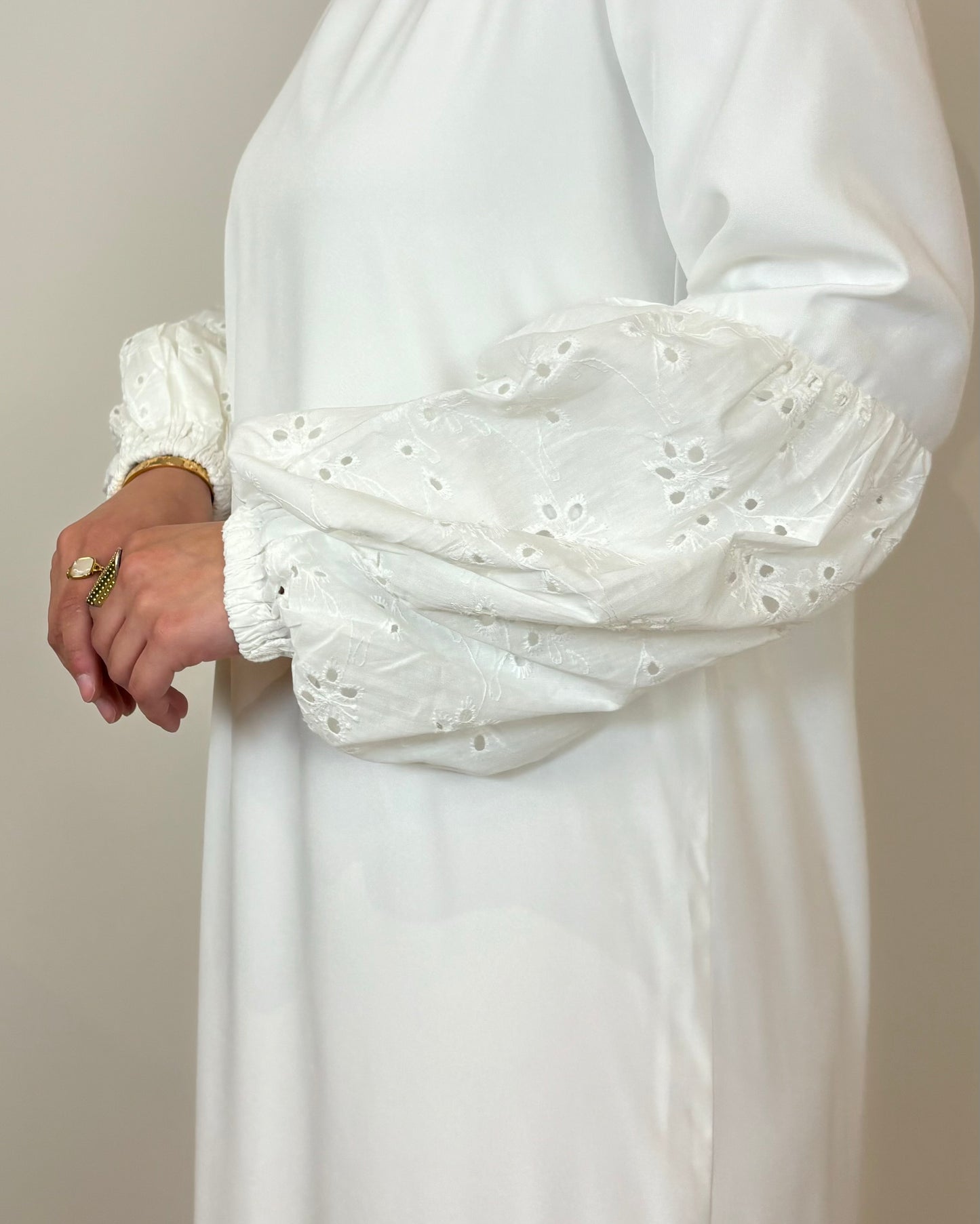 Layering Dress with Cotton Lace – Long Sleeve