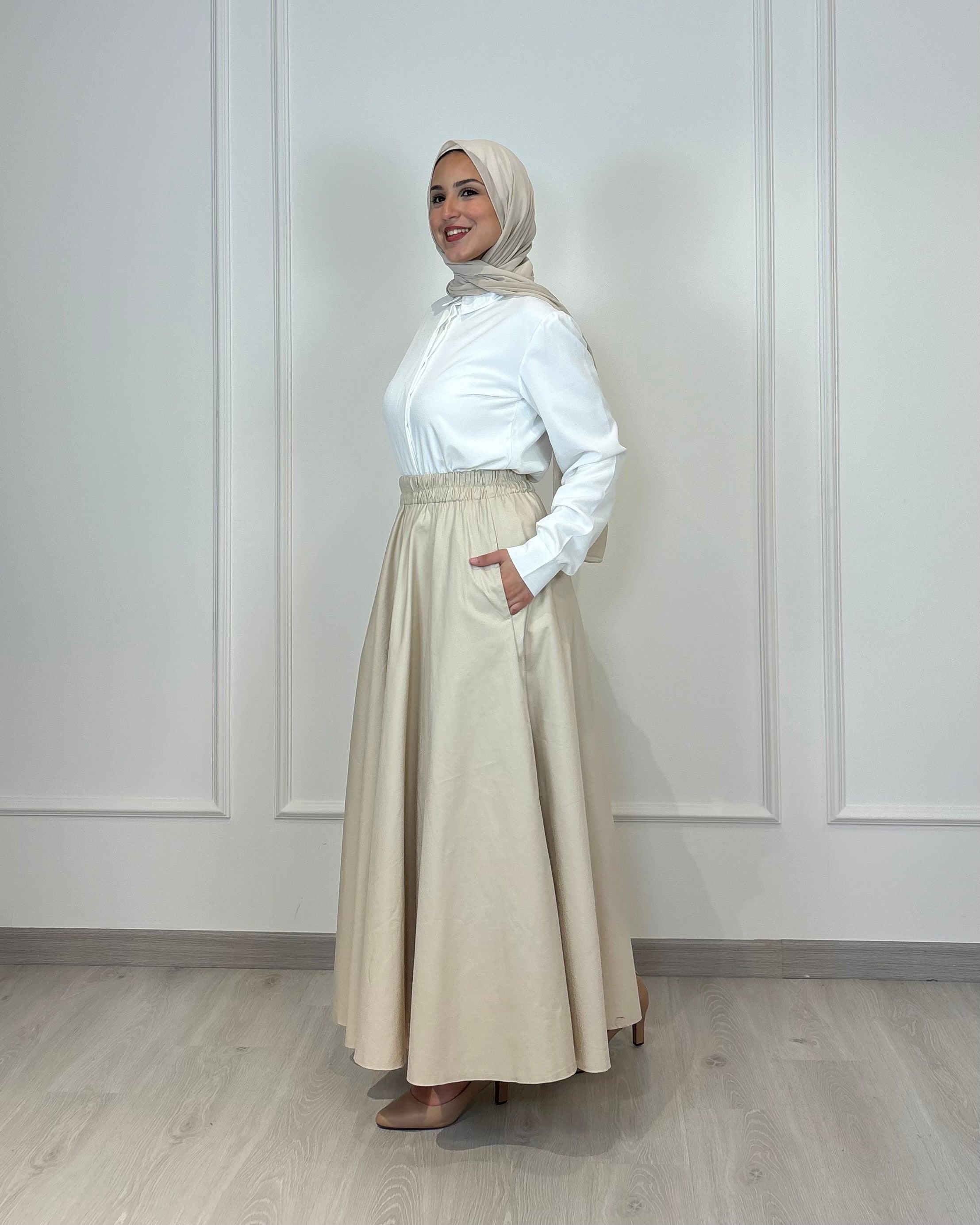 Gabardine Full Cloche Skirt