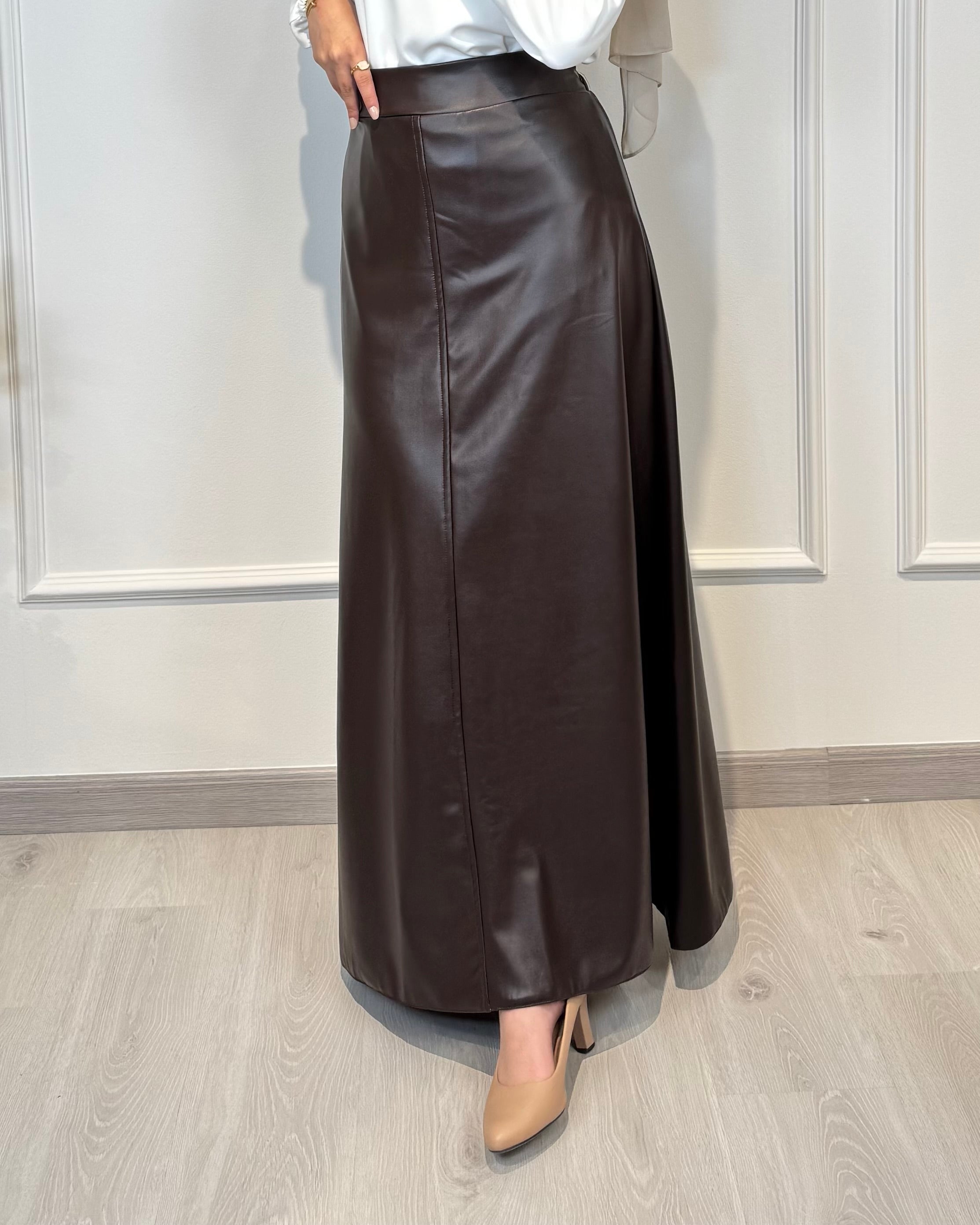 Leather Half Cloche Skirt