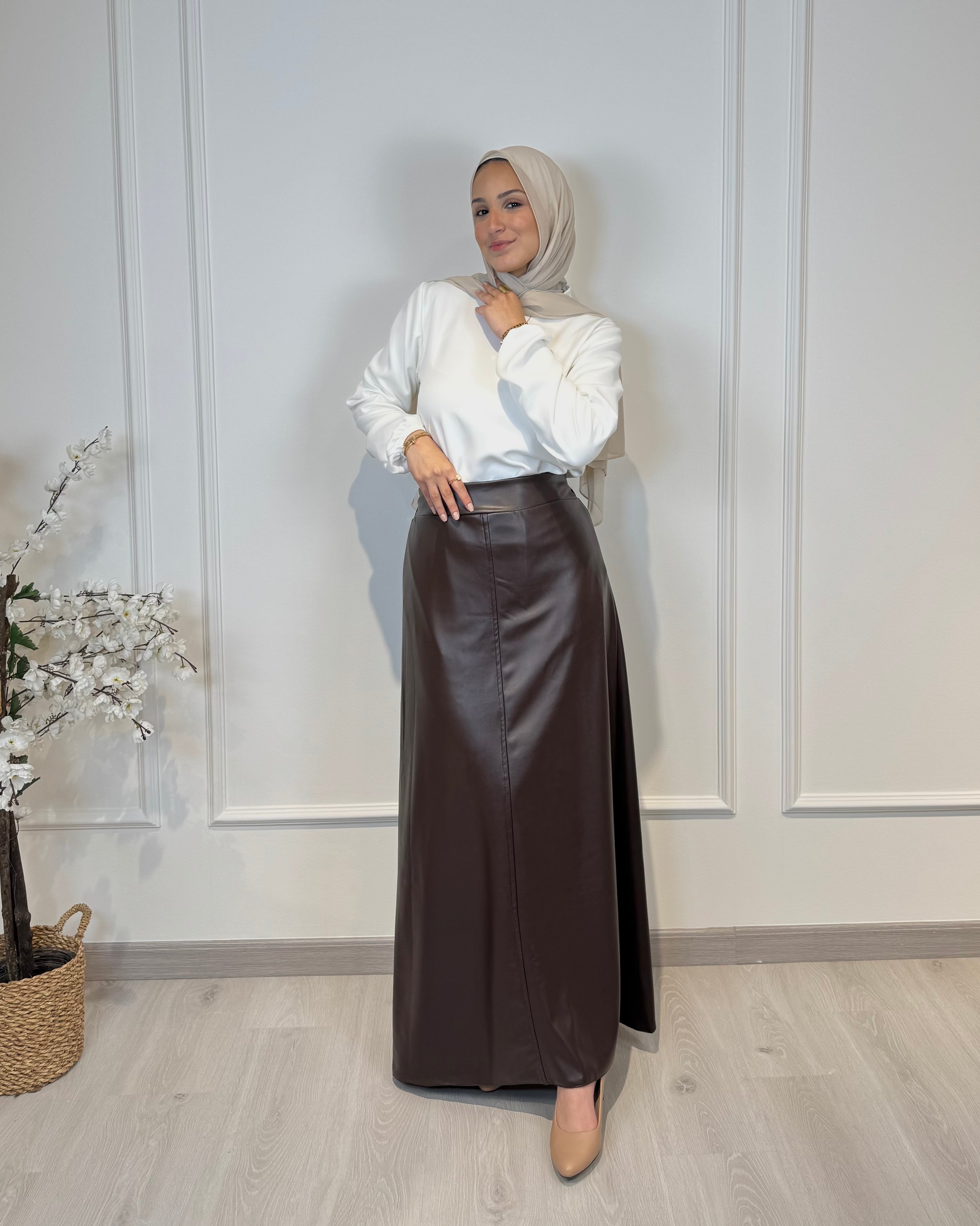 Leather Half Cloche Skirt