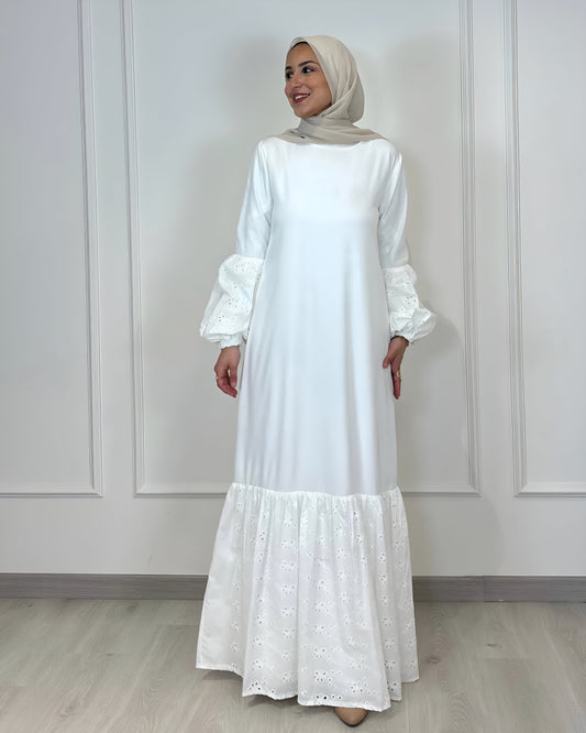 Layering Dress with Cotton Lace – Long Sleeve