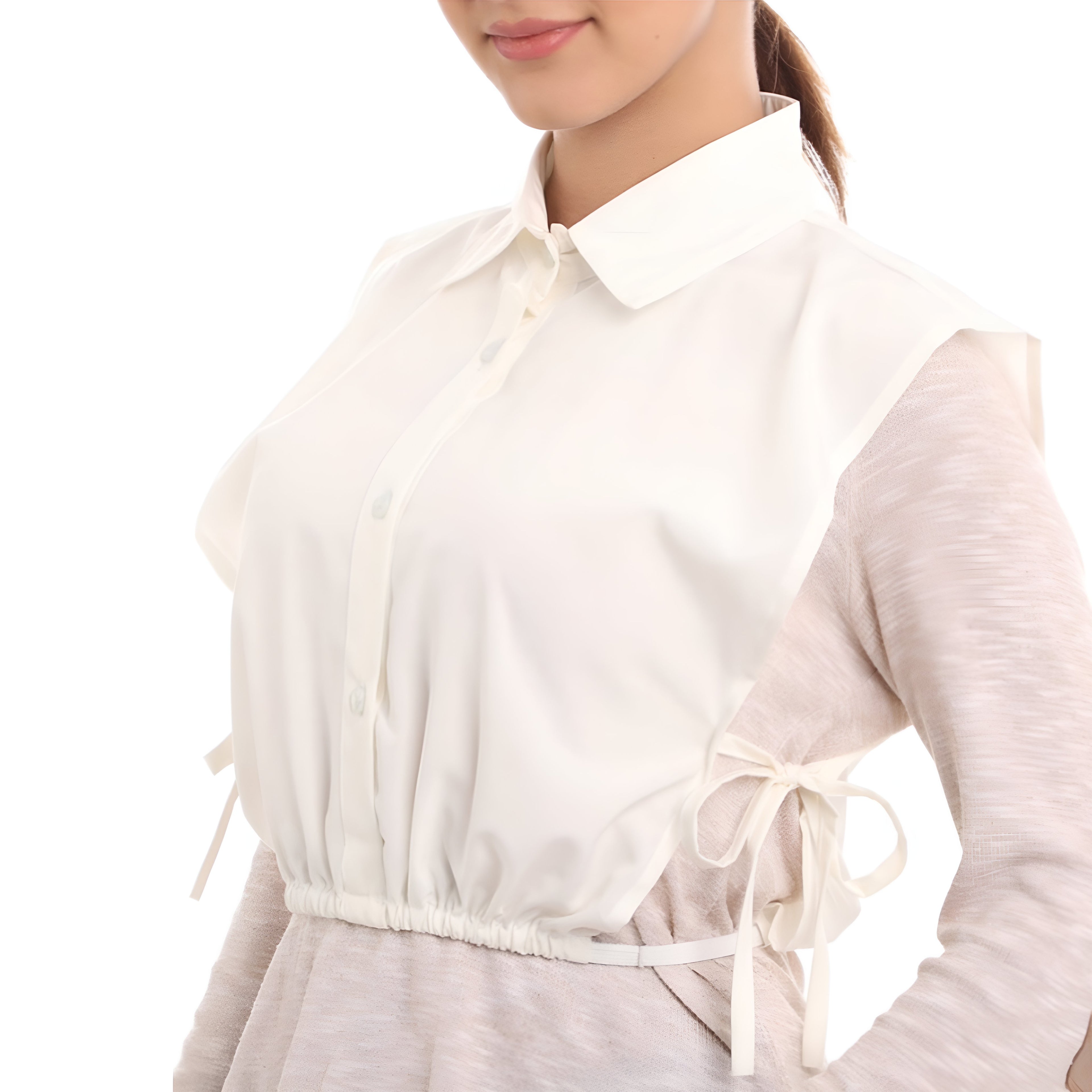 Elegant Hijab Wear off-white shirt collar extender for covering neckline under open blouses