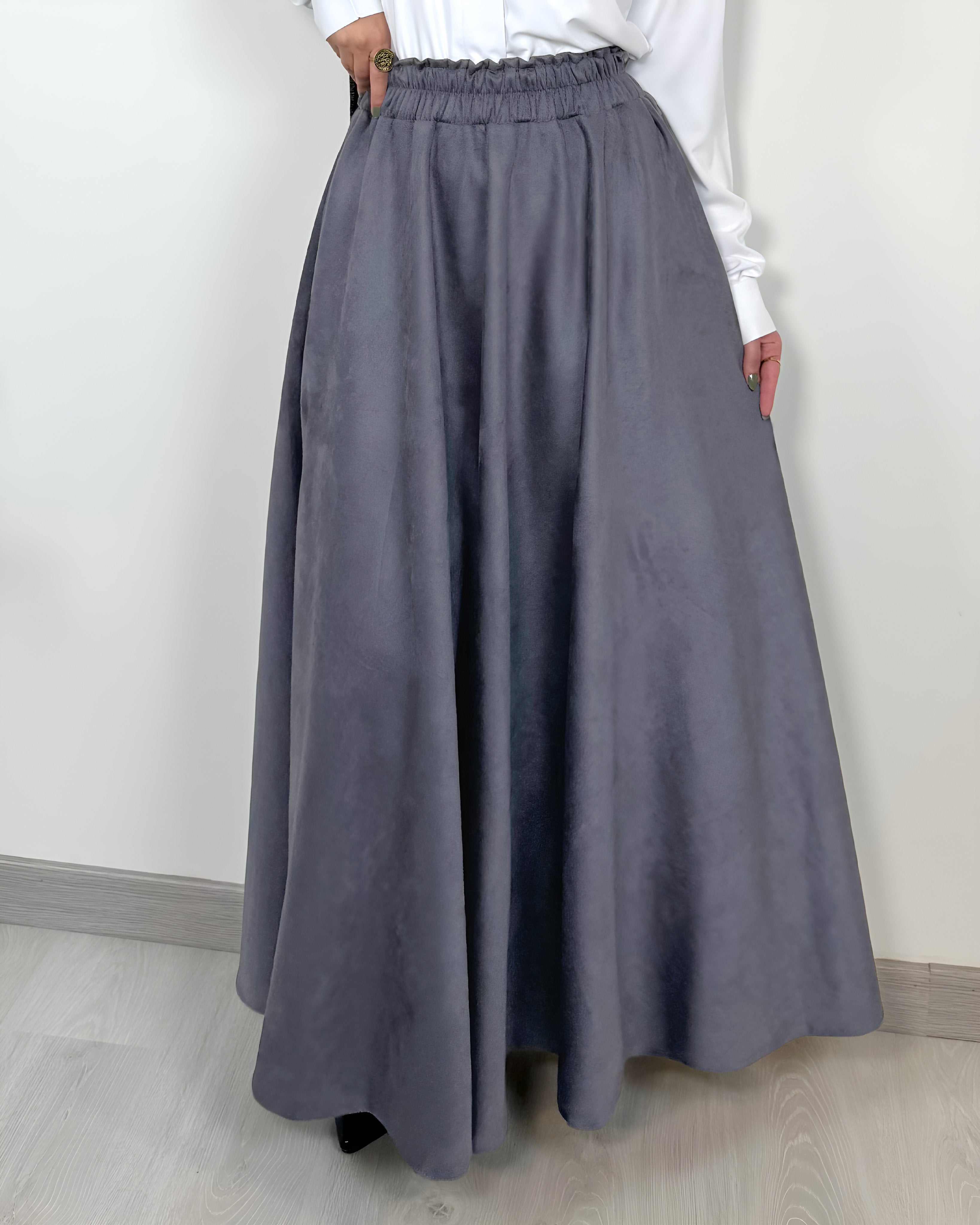 Suede Full Cloche Skirt