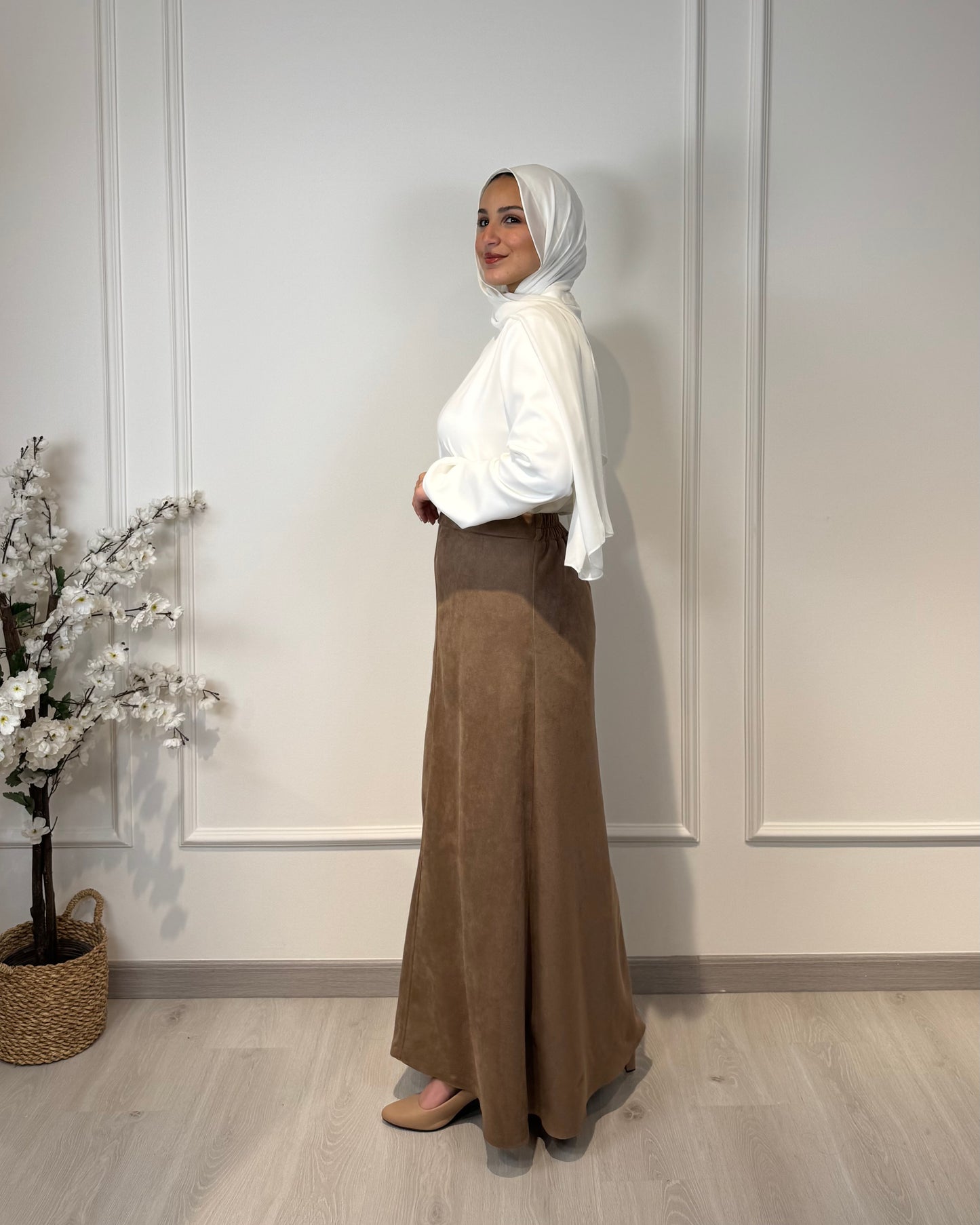 Suede Half Cloche Skirt