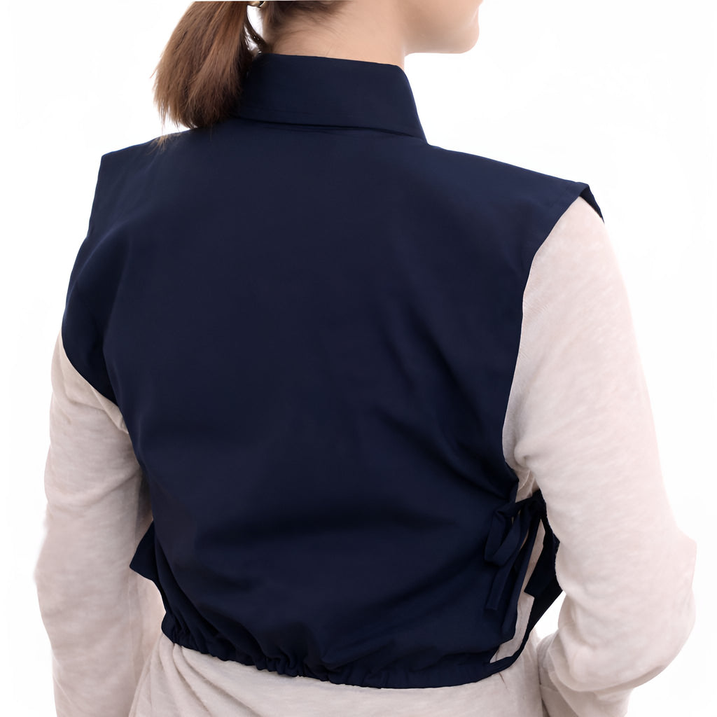 Elegant Hijab Wear navy shirt collar extender for covering neckline under open blouses
