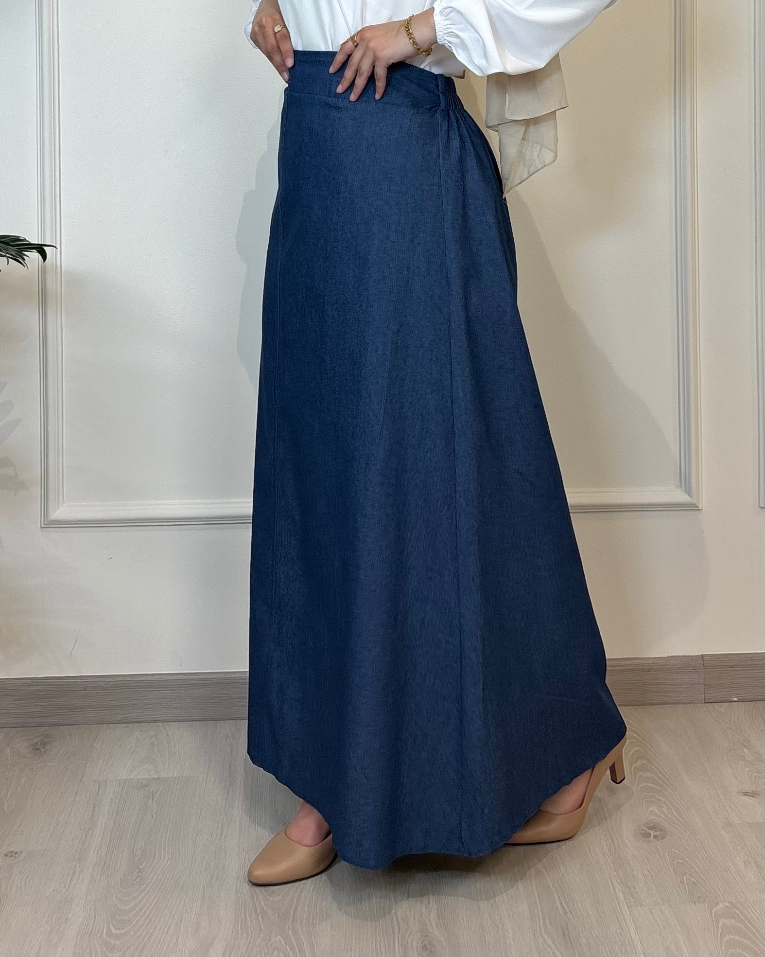 Denim Half Cloche Skirt