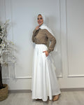 Crepe full cloche maxi skirt in off-white with a flowing fit, length 100 cm