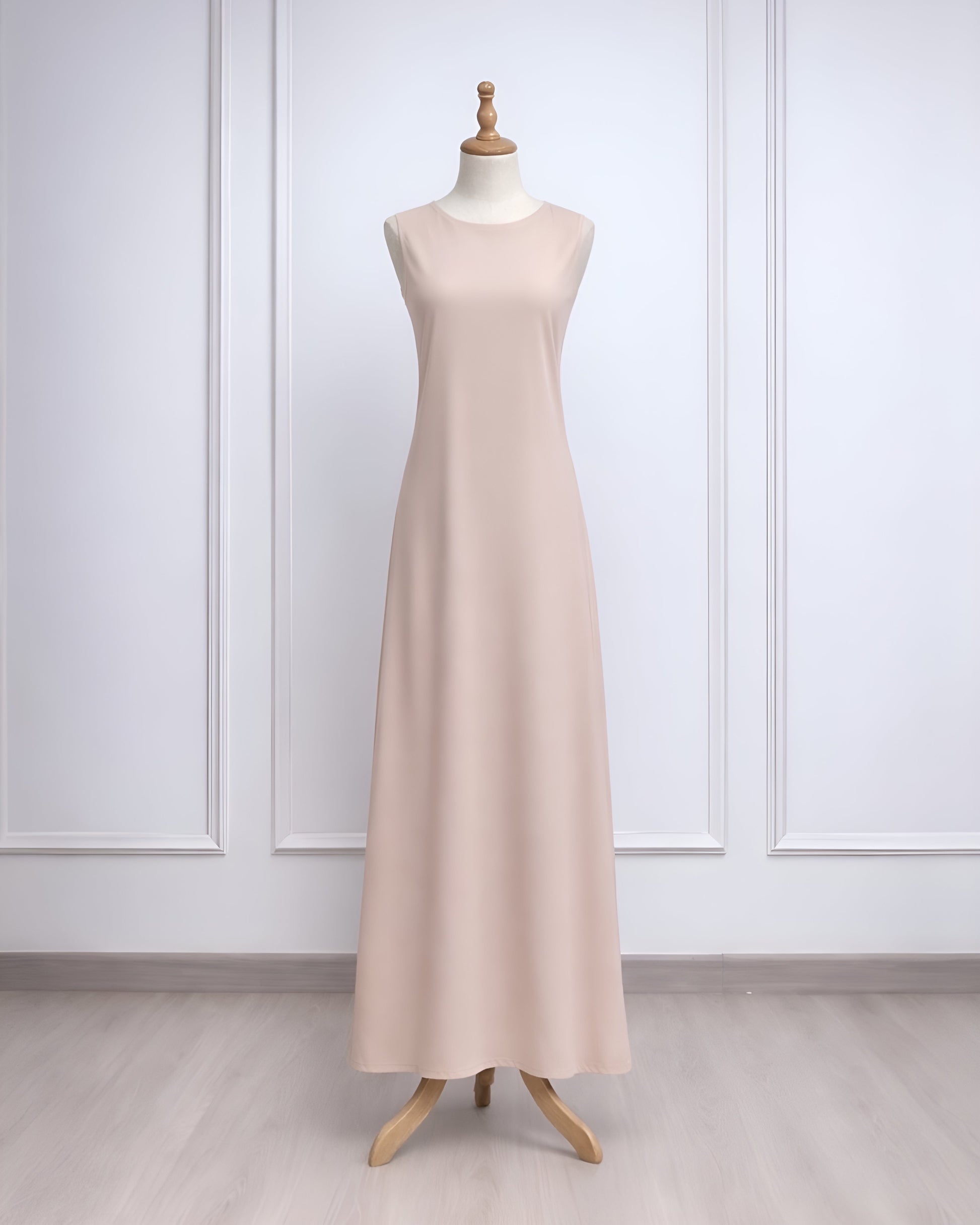 Rosetta lining maxi dress for modest layering under dresses and abayas made from lightweight smooth lining fabric
