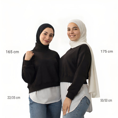 White shirt extender without buttons, 22cm front and 35cm back 50cm front and back length for modest fashion