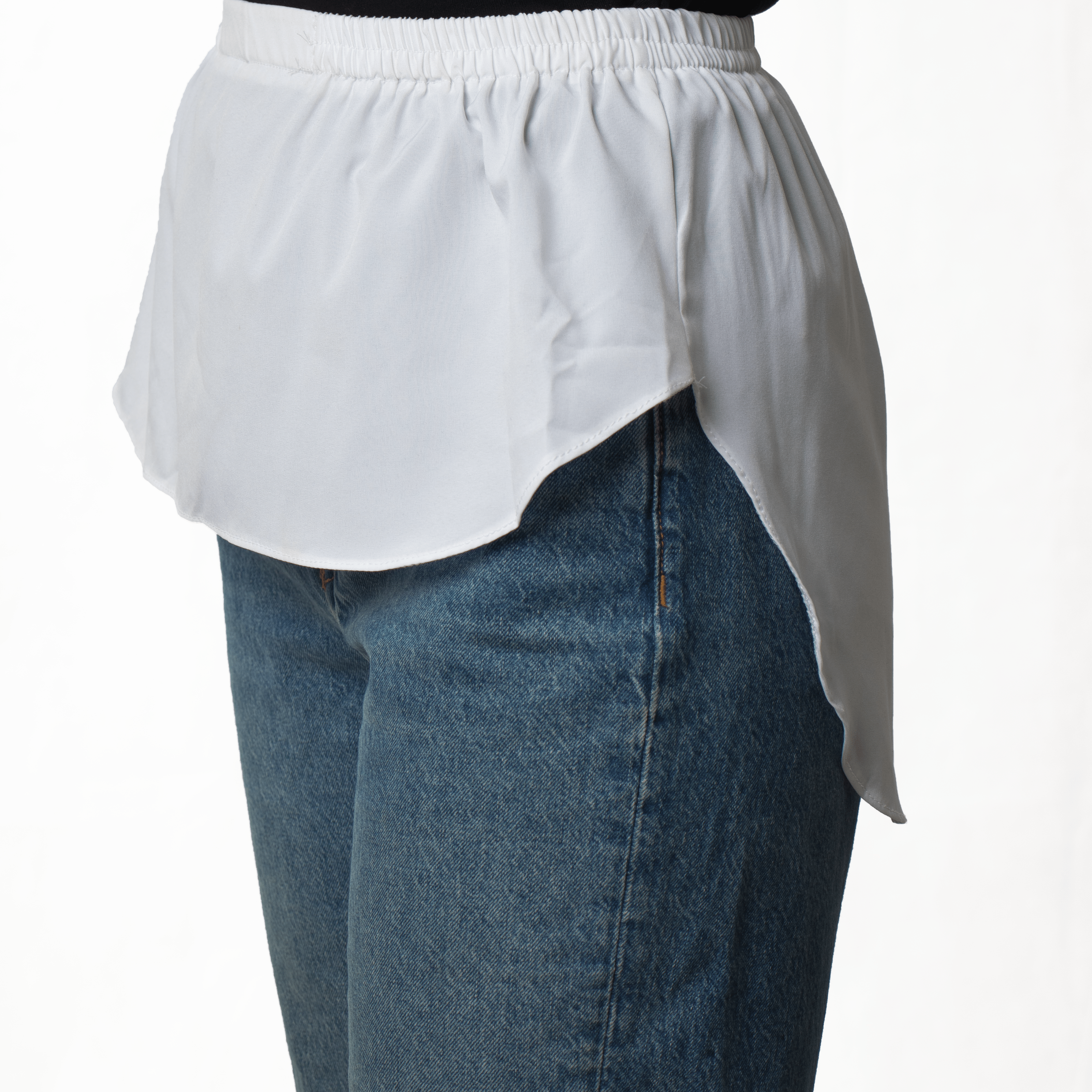 White shirt extender without buttons, 22cm front and 35cm back length for modest fashion