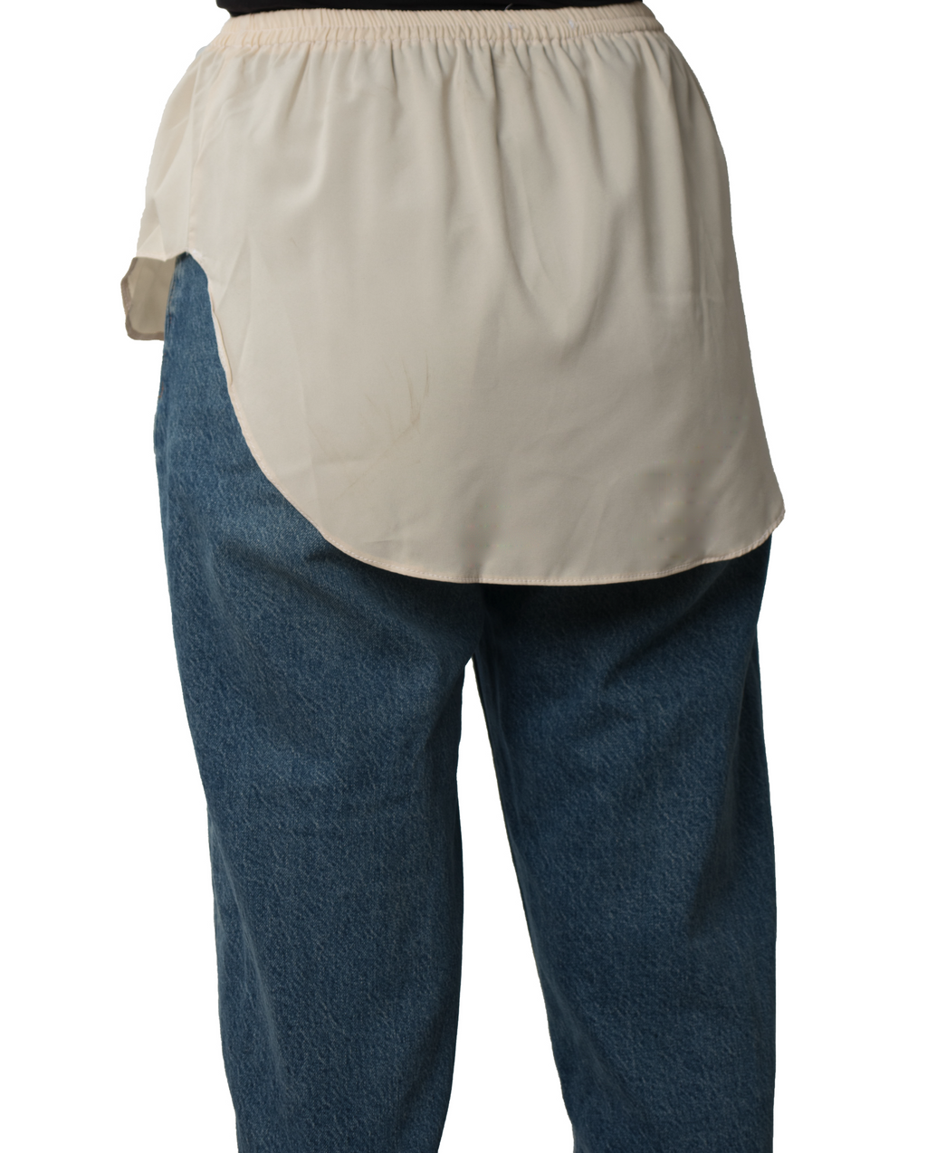 Elegant Hijab Wear beige shirt extender without buttons, 22cm front and 35cm back length to cover short blouses