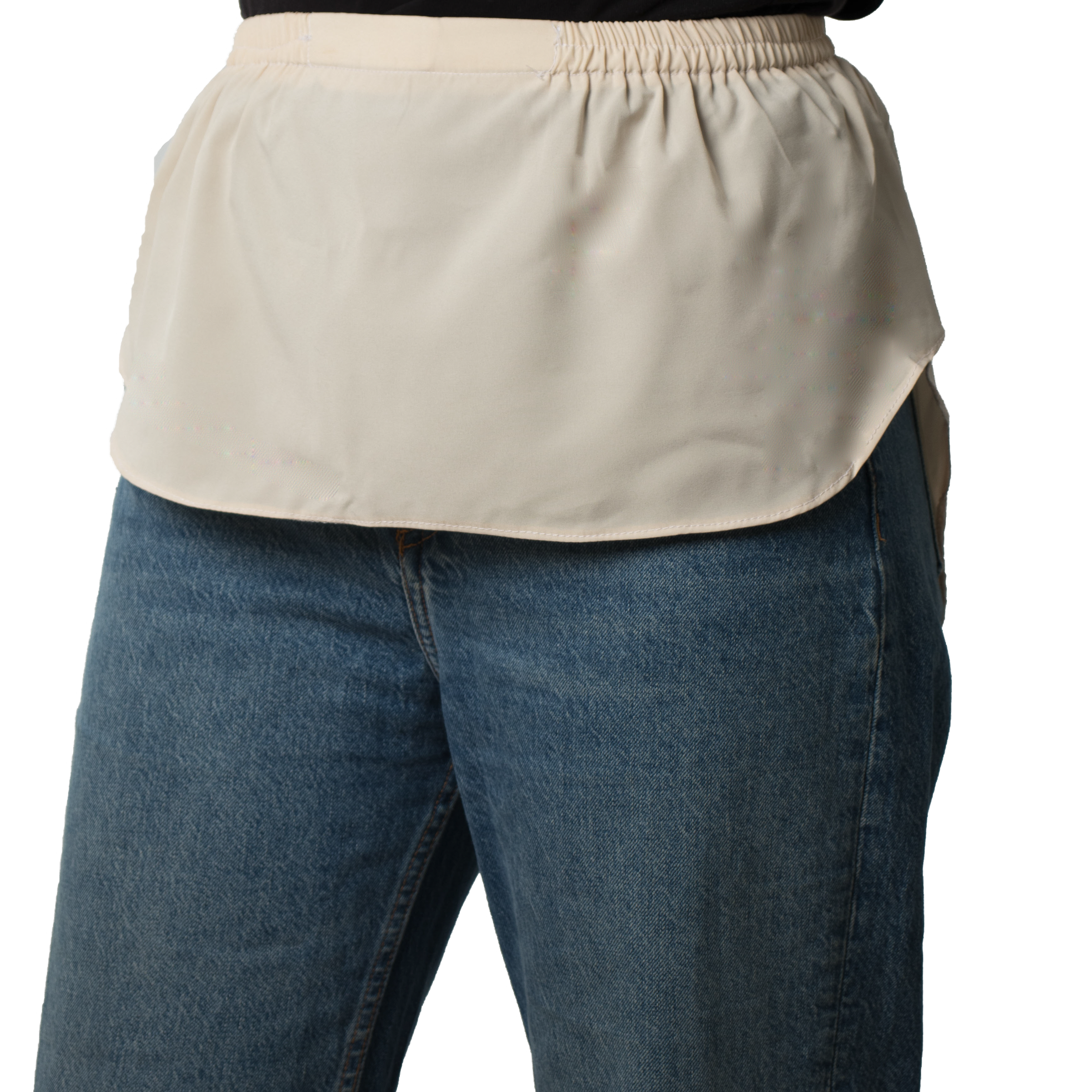 Elegant Hijab Wear beige shirt extender without buttons, 22cm front and 35cm back length, covers short blouses