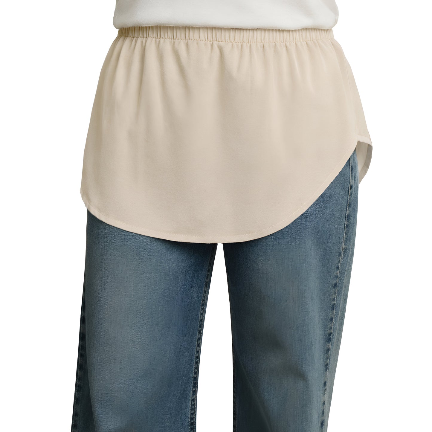 Elegant Hijab Wear beige shirt extender without buttons, 35cm front and 40cm back length