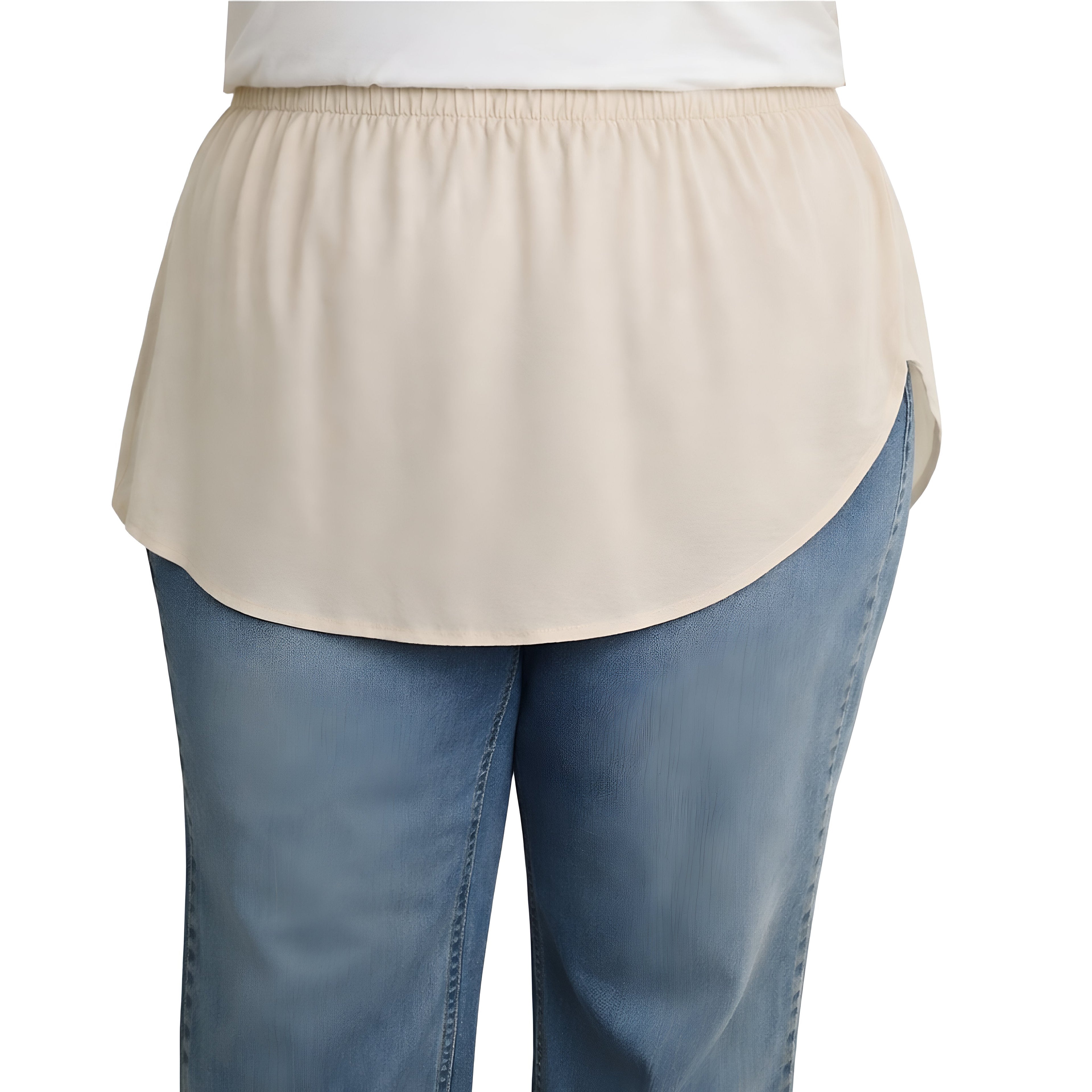 Elegant Hijab Wear white shirt extender without buttons, 35cm front and 40cm back length