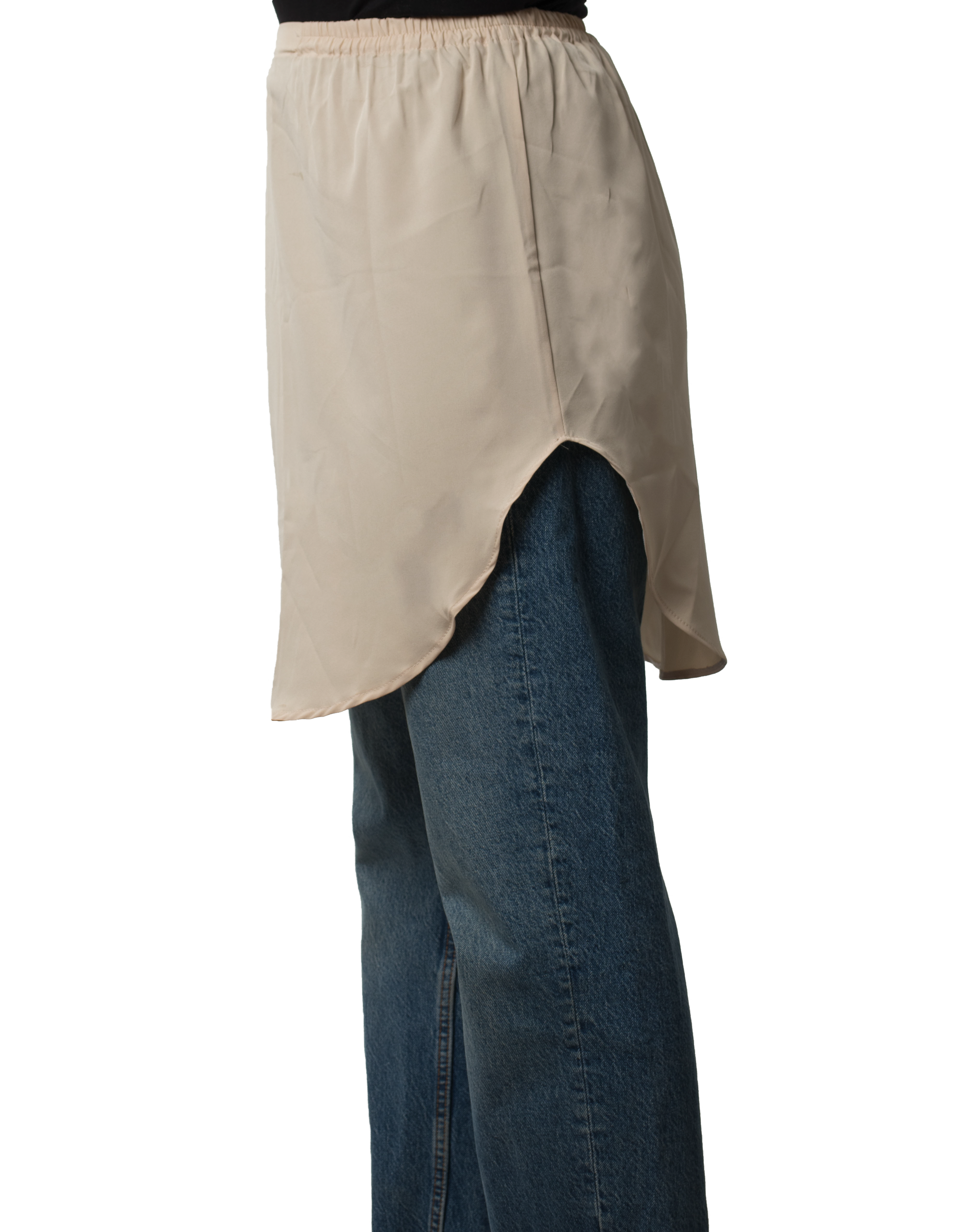 Elegant Hijab Wear beige shirt extender without buttons, 50cm front and back length