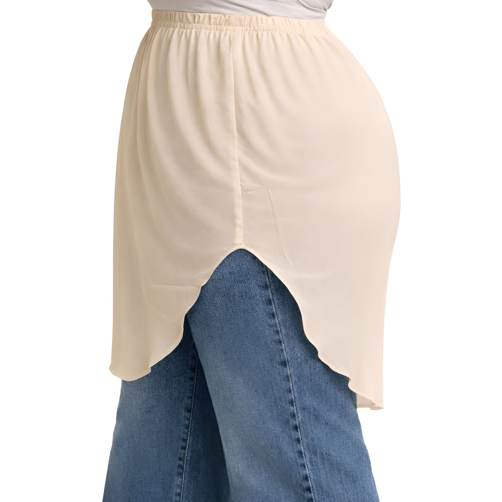 Elegant Hijab Wear beige shirt extender without buttons, 50cm front and back length