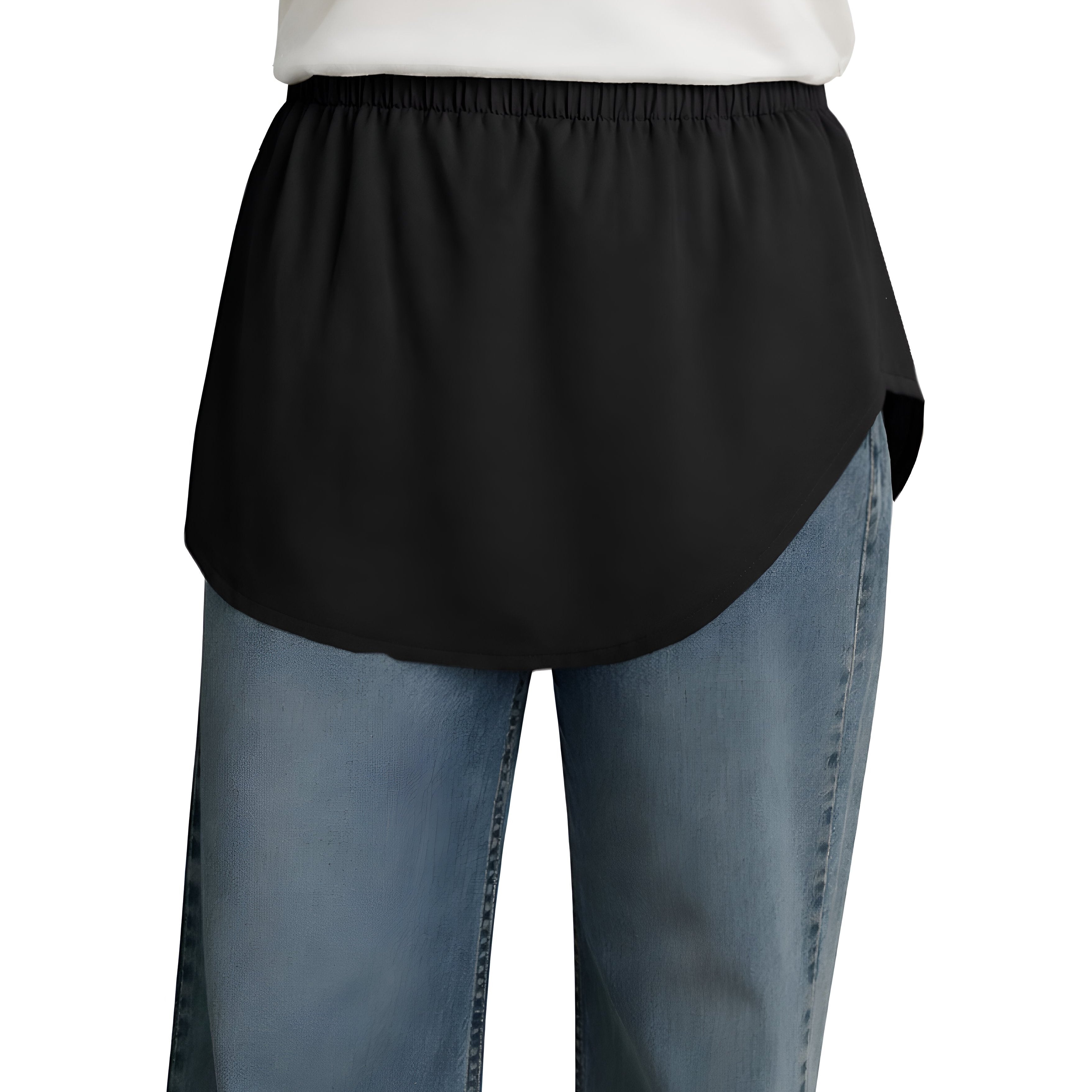 Elegant Hijab Wear black shirt extender without buttons, 35cm front and 40cm back length