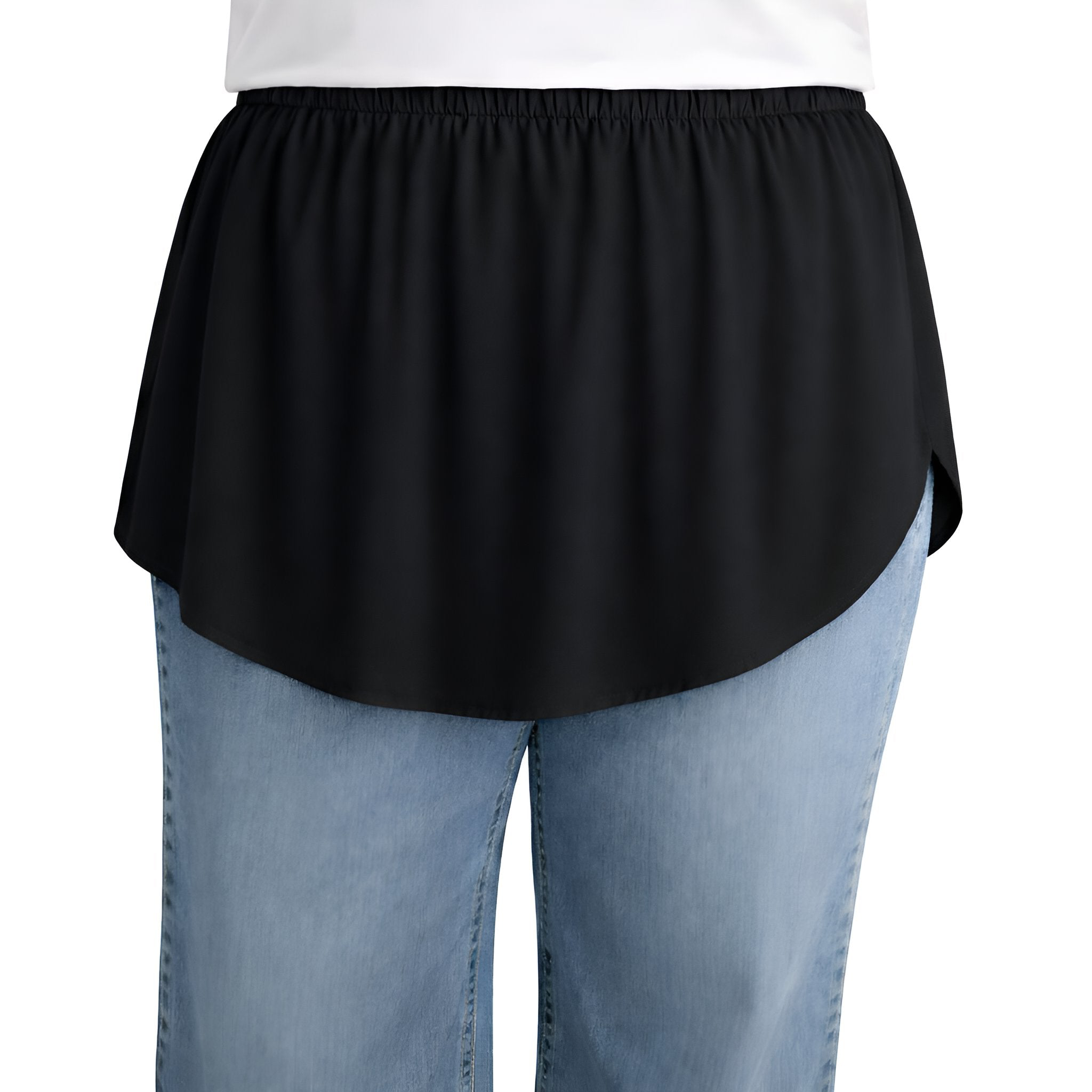 Elegant Hijab Wear black shirt extender without buttons, 35cm front and 40cm back length