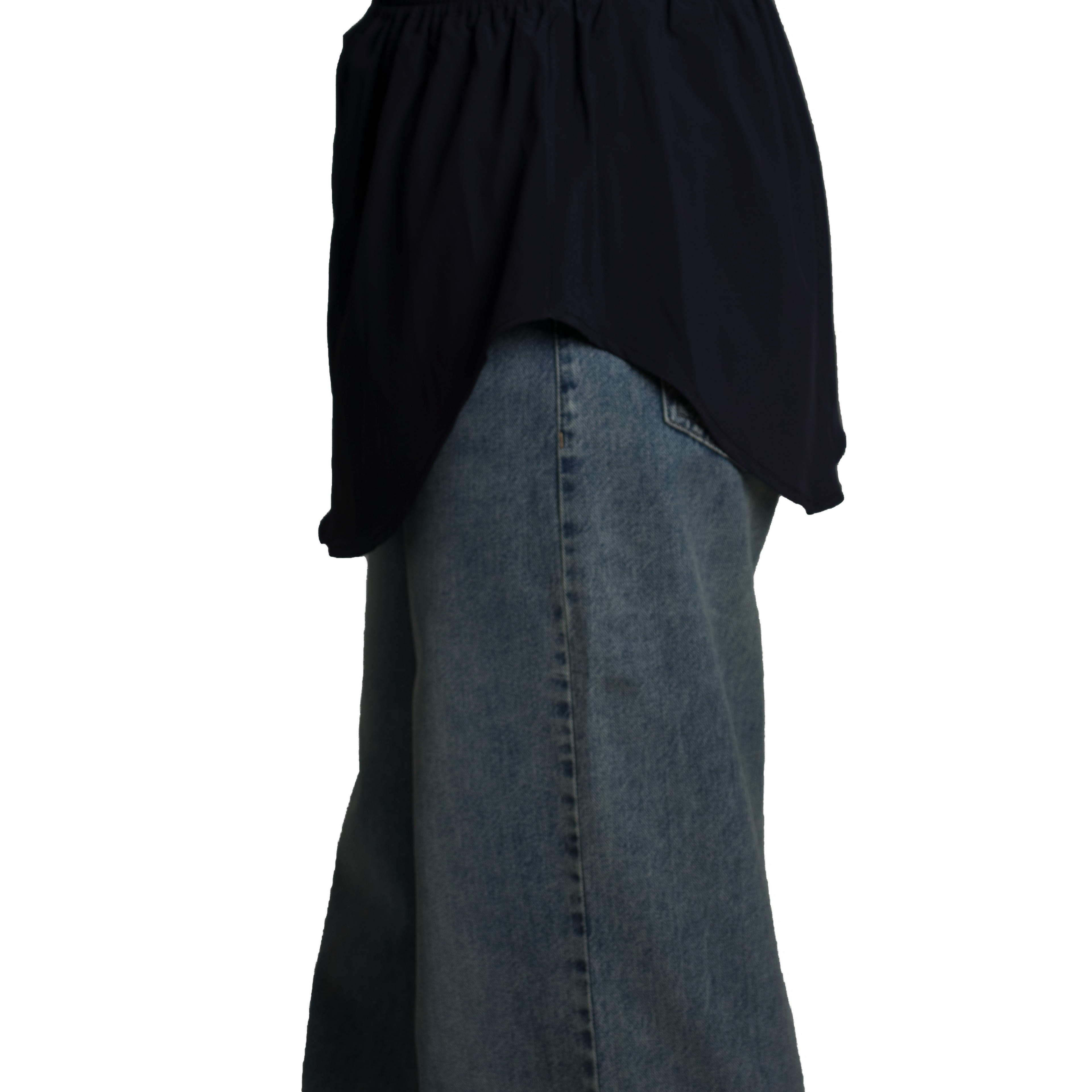 Elegant Hijab Wear black shirt extender without buttons, 35cm front and 40cm back length