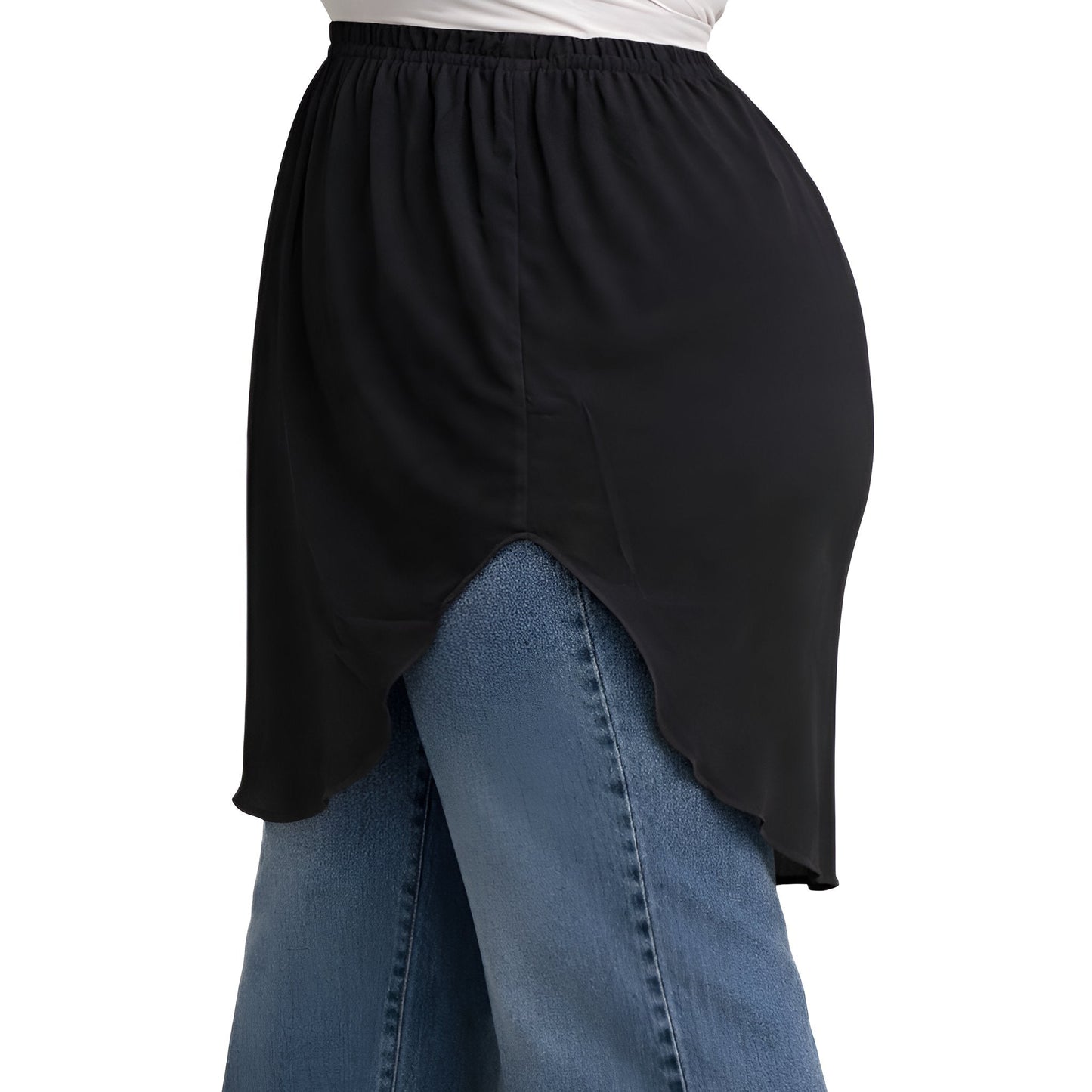 Elegant Hijab Wear black shirt extender without buttons, 50cm front and back length