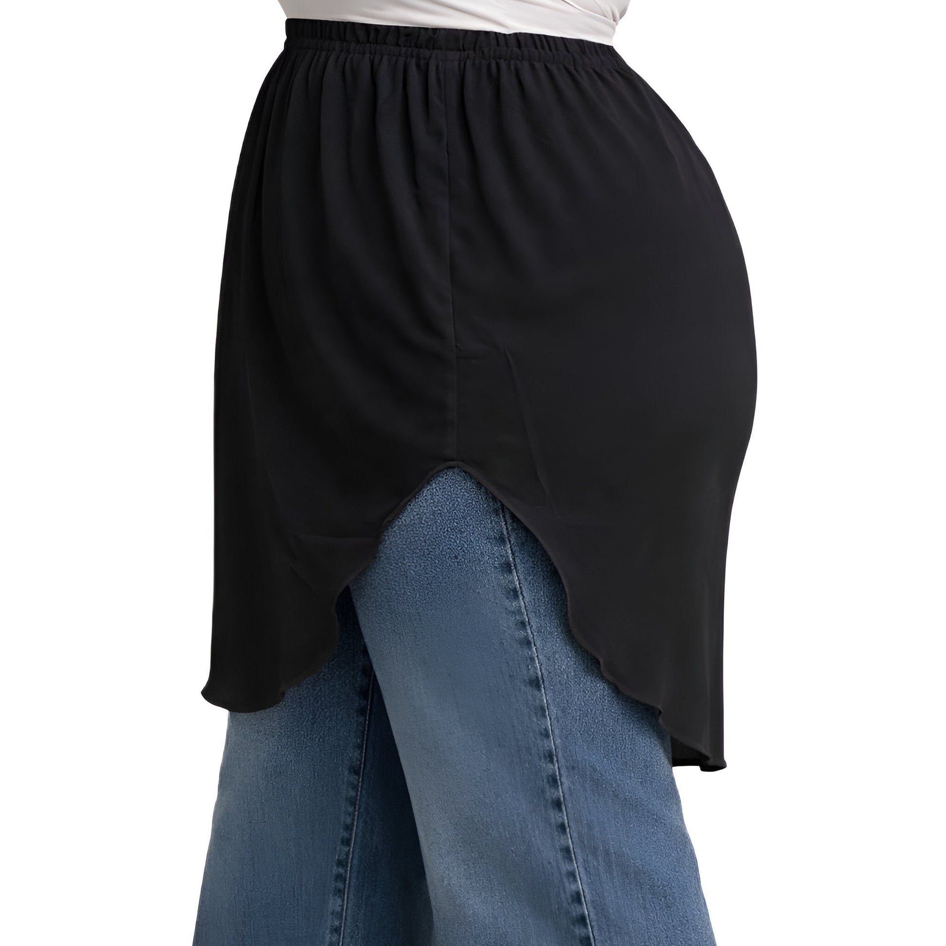 Elegant Hijab Wear black shirt extender without buttons, 50cm front and back length