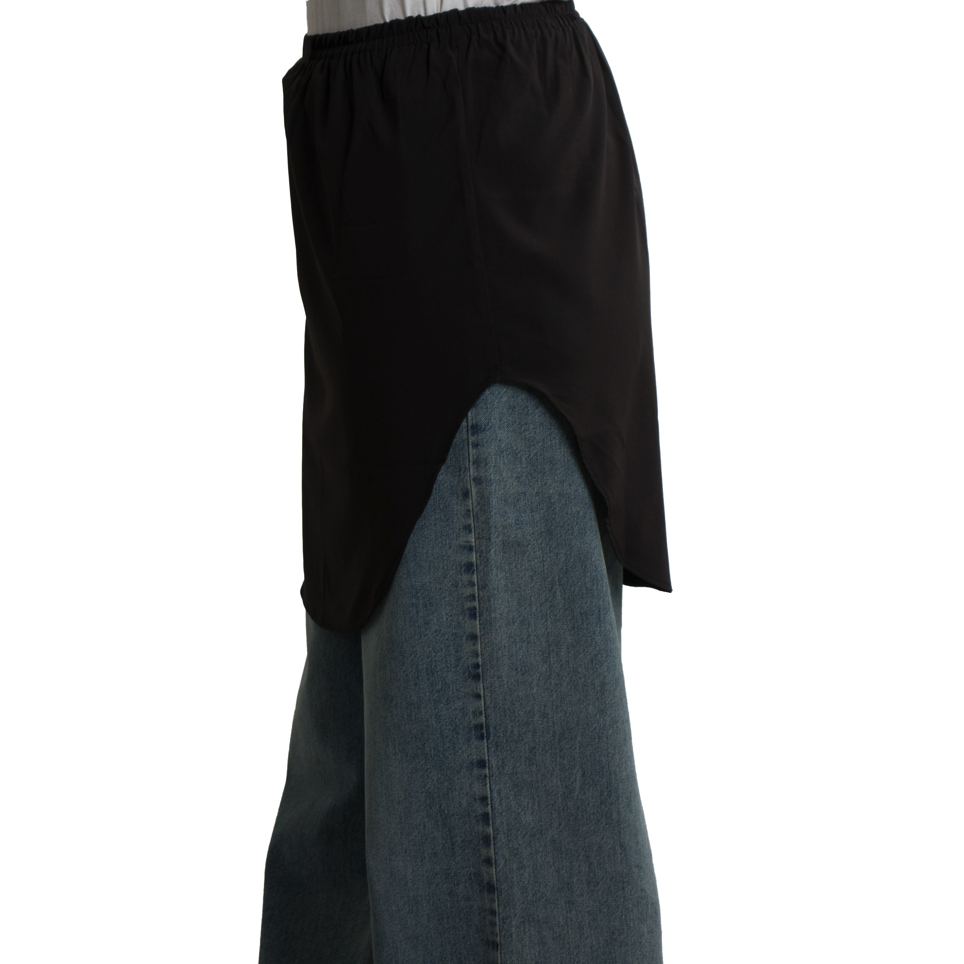 Elegant Hijab Wear black shirt extender without buttons, 50cm front and back length
