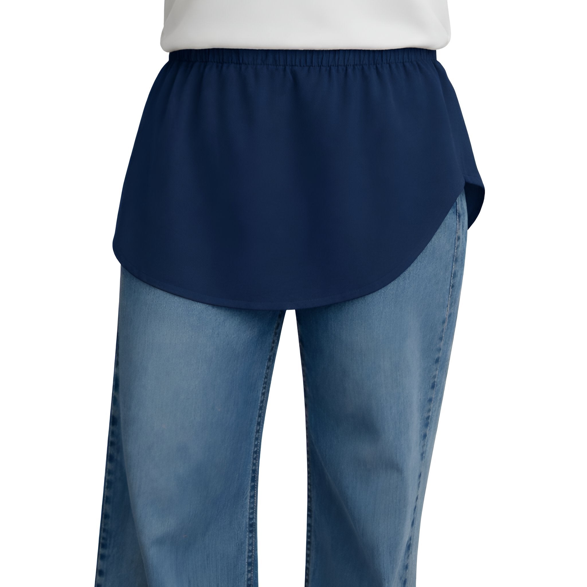 Elegant Hijab Wear navy shirt extender without buttons, 35cm front and 40cm back length