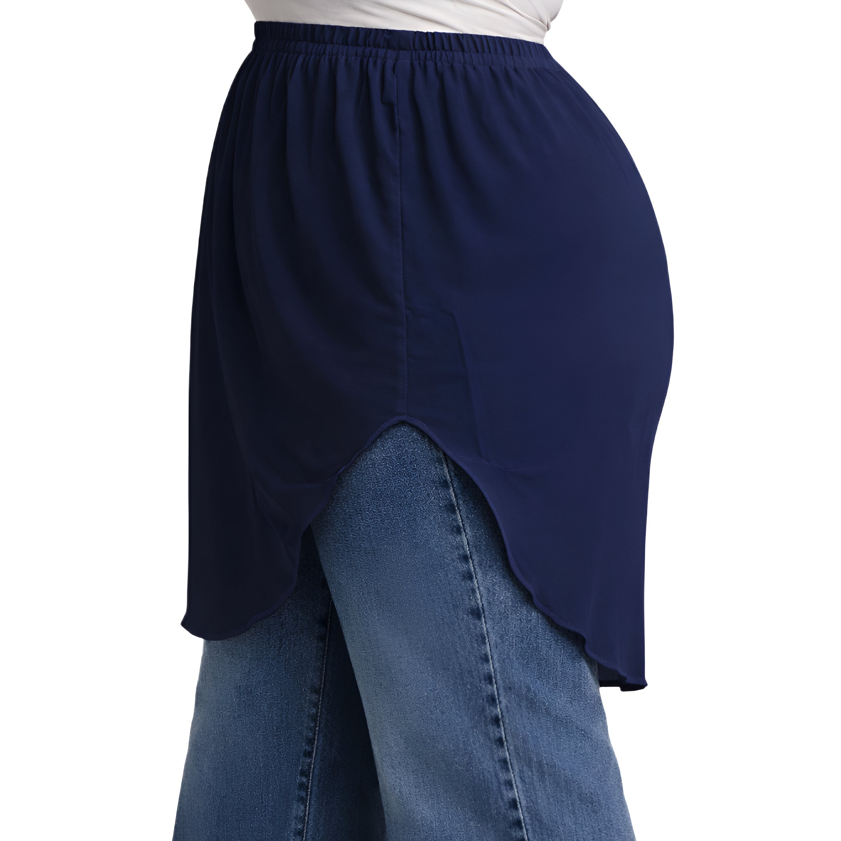 Elegant Hijab Wear navy shirt extender without buttons, 50cm front and back length