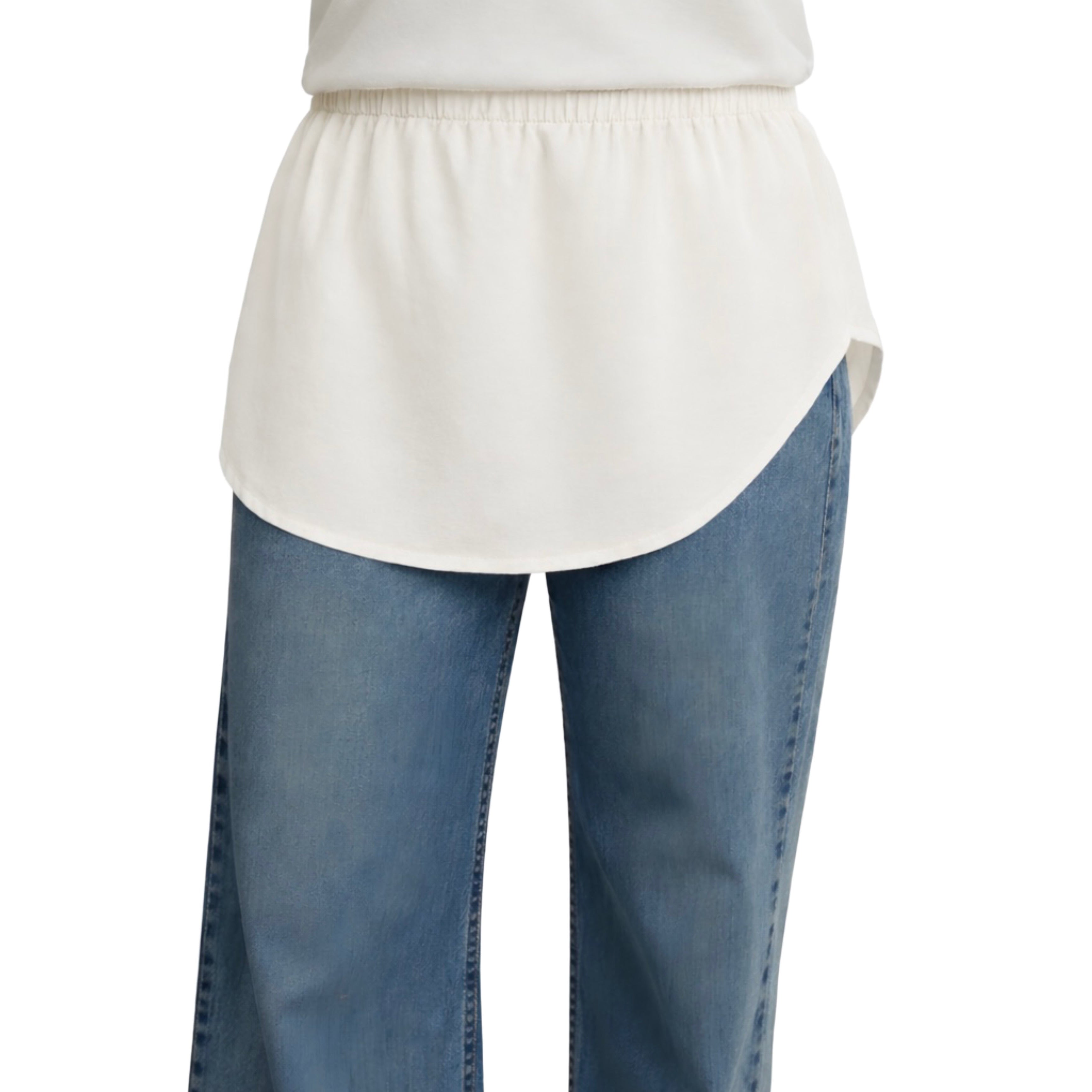 Elegant Hijab Wear Off-white shirt extender without buttons, 35cm front and 40cm back length