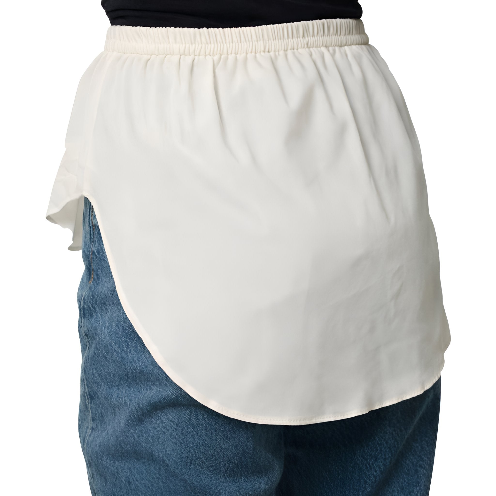 Elegant Hijab Wear Off-white shirt extender without buttons, 22cm front and 35cm back length, covers short blouses