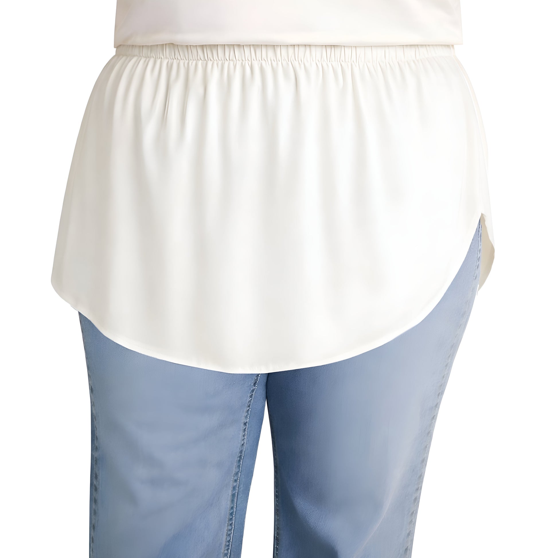 Elegant Hijab Wear off-white shirt extender without buttons, 35cm front and 40cm back length
